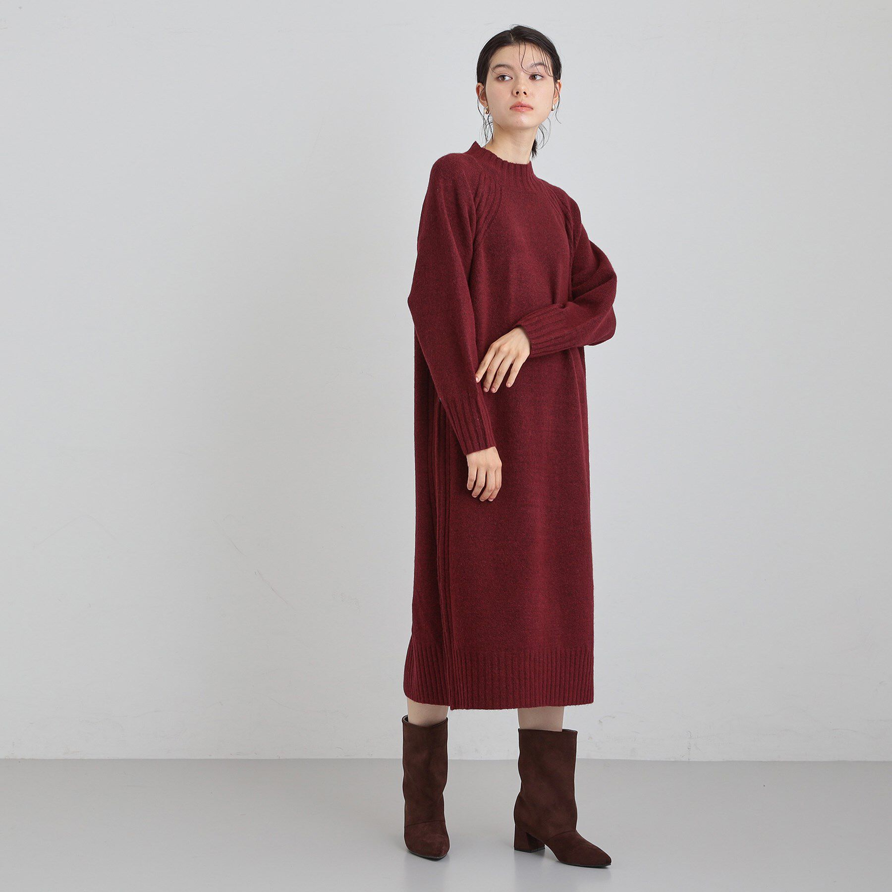 THE SHOP TK「ウール混杢調ハイネックワンピース」|ワンピース|