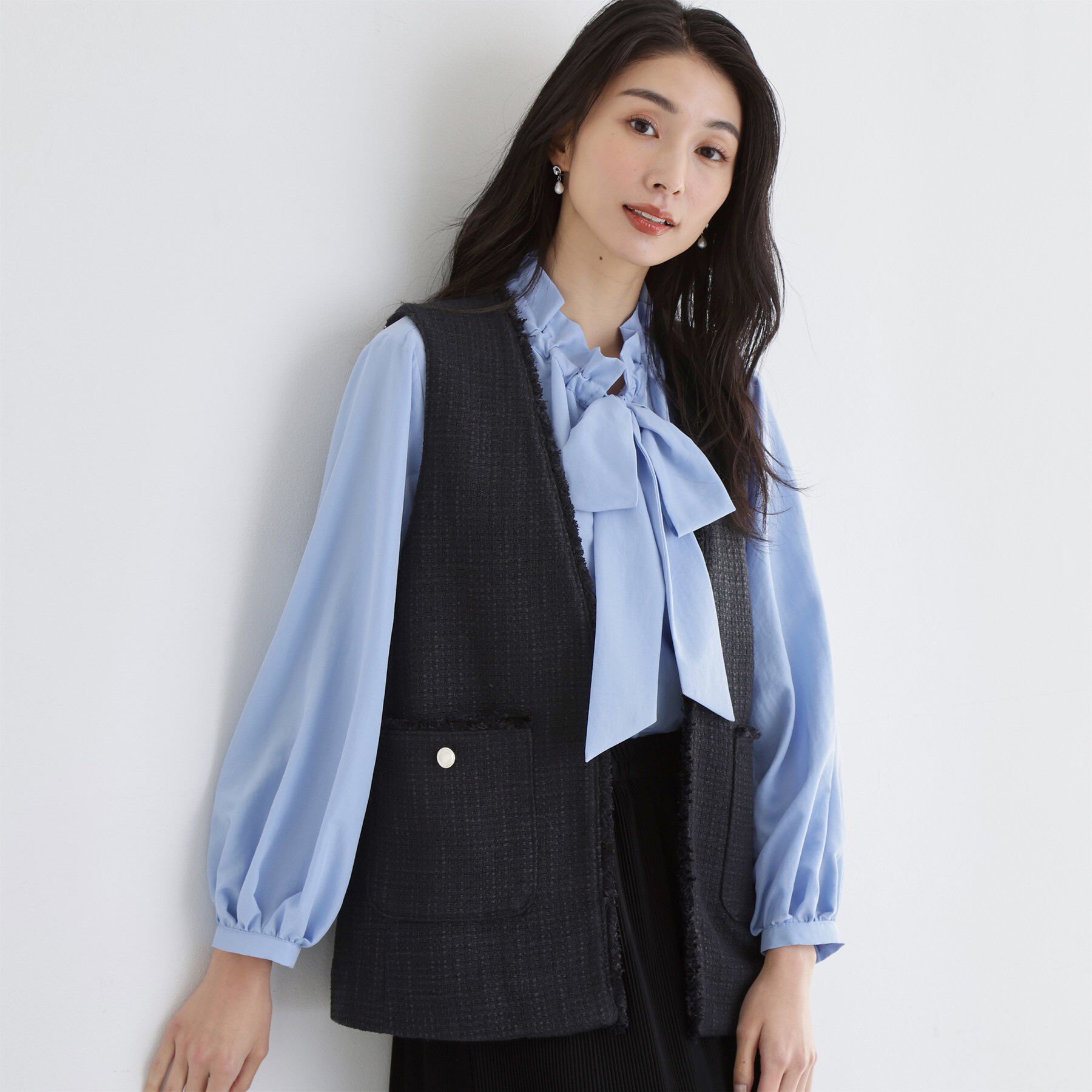 THE SHOP TK「【フォーマルにもカジュアルにも】ツイードジレ」|ベスト・ジレ|ネイビー(094)