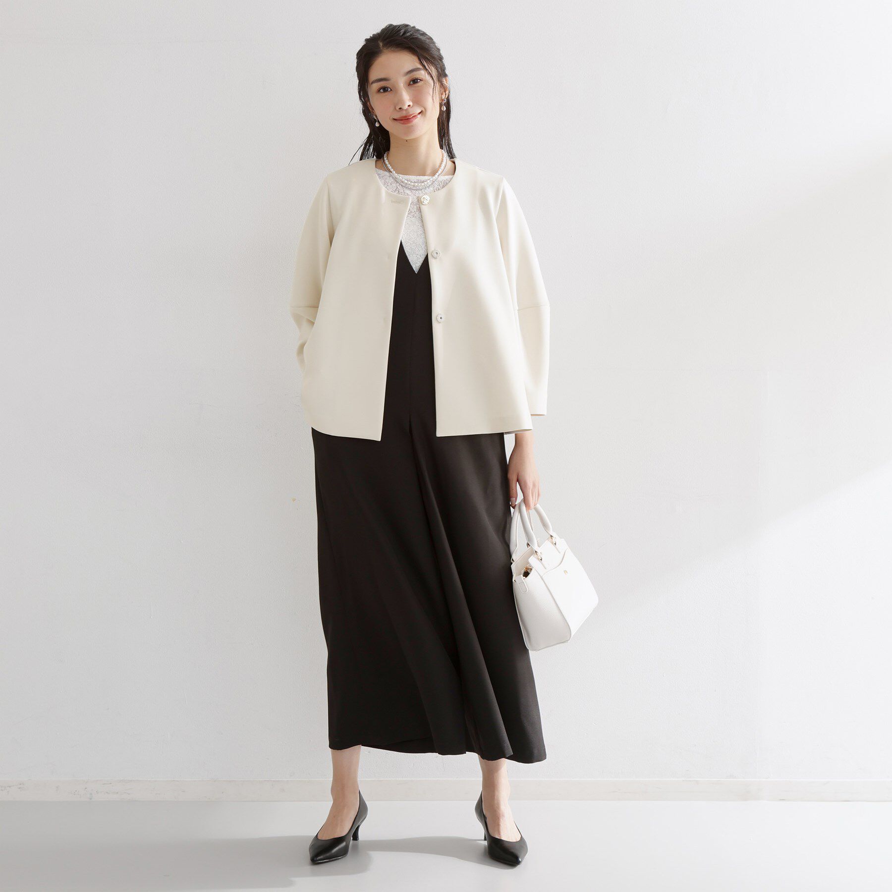 THE SHOP TK「【通勤・セレモニー】ノーカラーダンボールジャケット」|ノーカラージャケット|