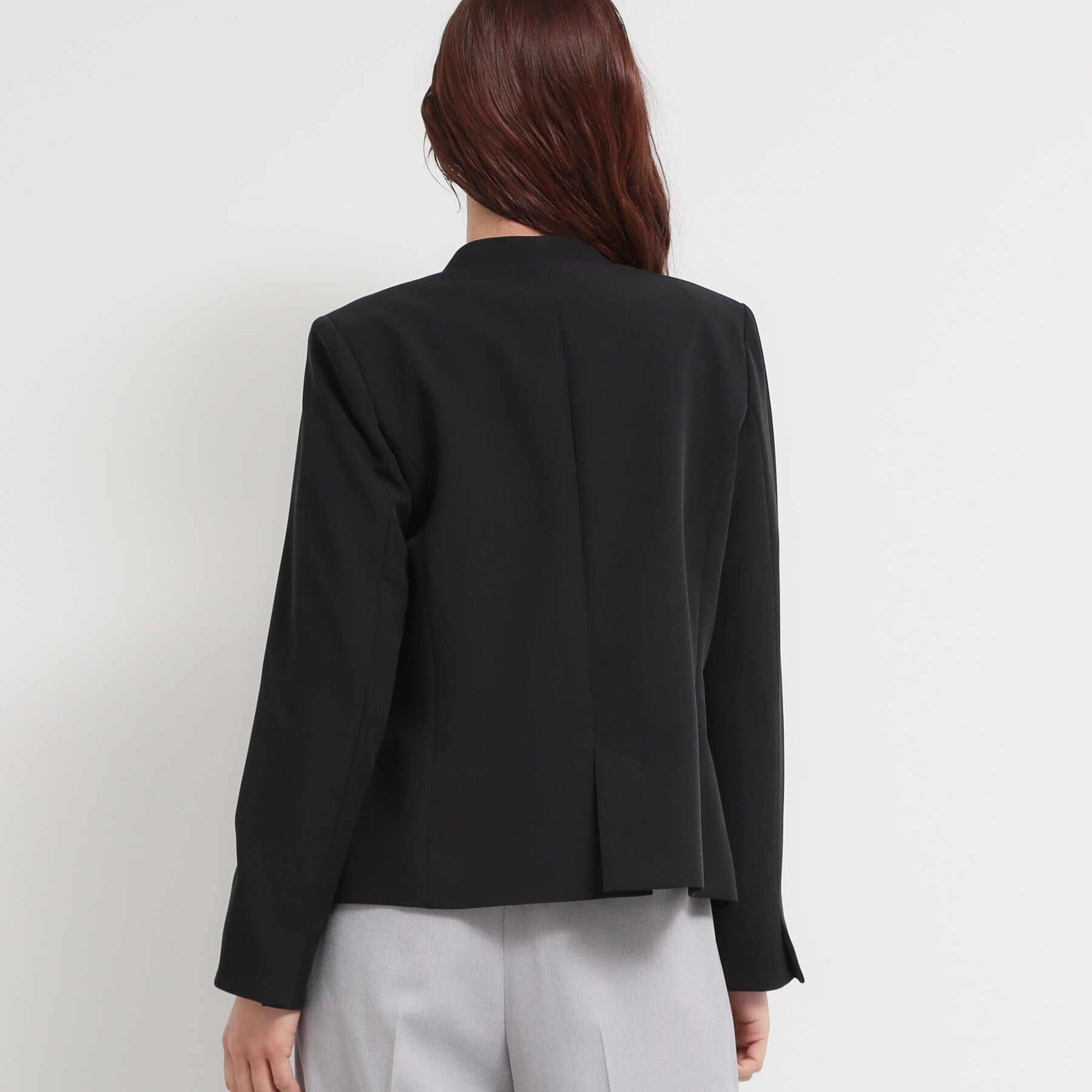 THE SHOP TK「【通勤スタイルに】ダブルクロス ノーカラージャケット/セットアップ可」|ノーカラージャケット|