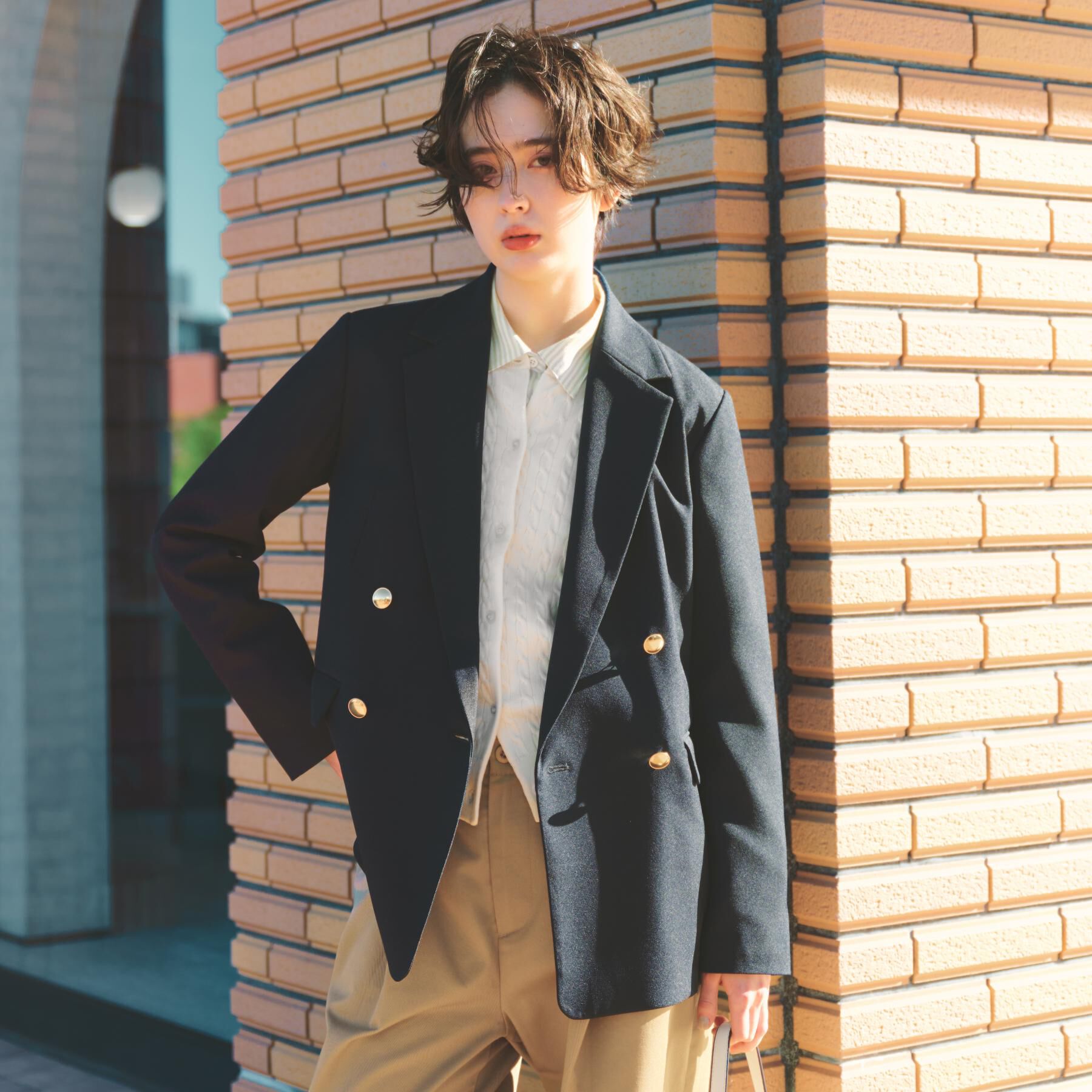 THE SHOP TK「【通勤にもデイリーにも】CAVIAN 金ボタンダブルブレストジャケット」|テーラードジャケット|