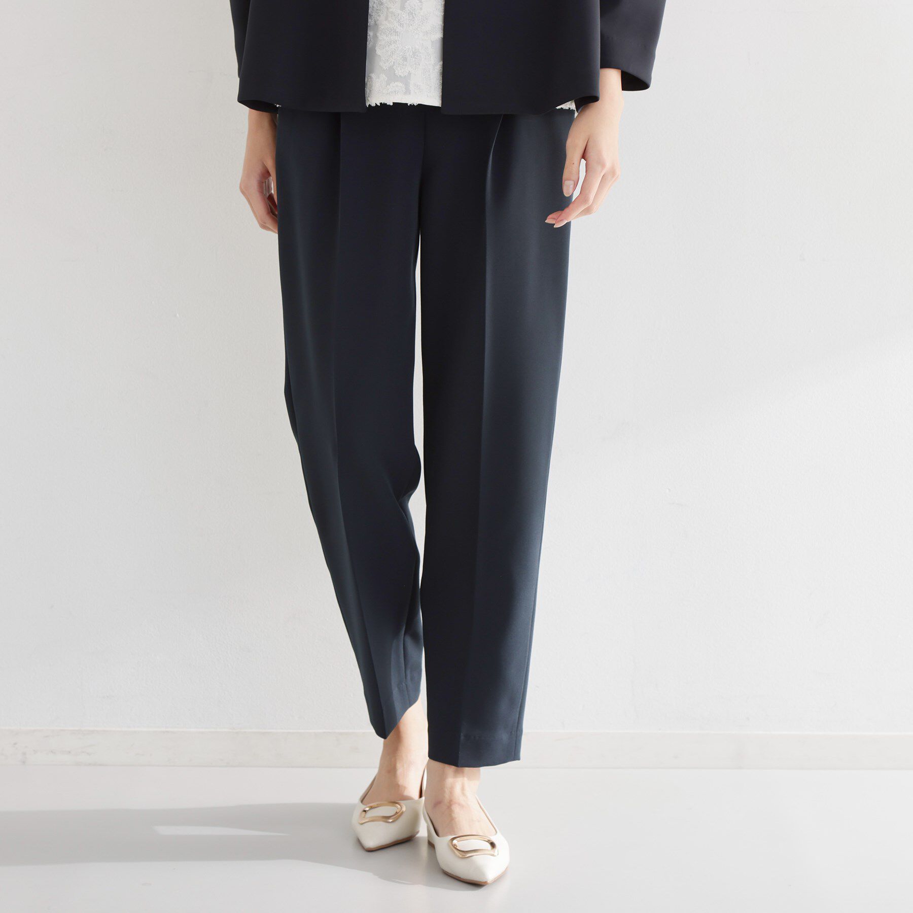 THE SHOP TK「【通勤スタイルに】美脚シルエット ダブルクロステーパードパンツ/セットアップ可」|その他|