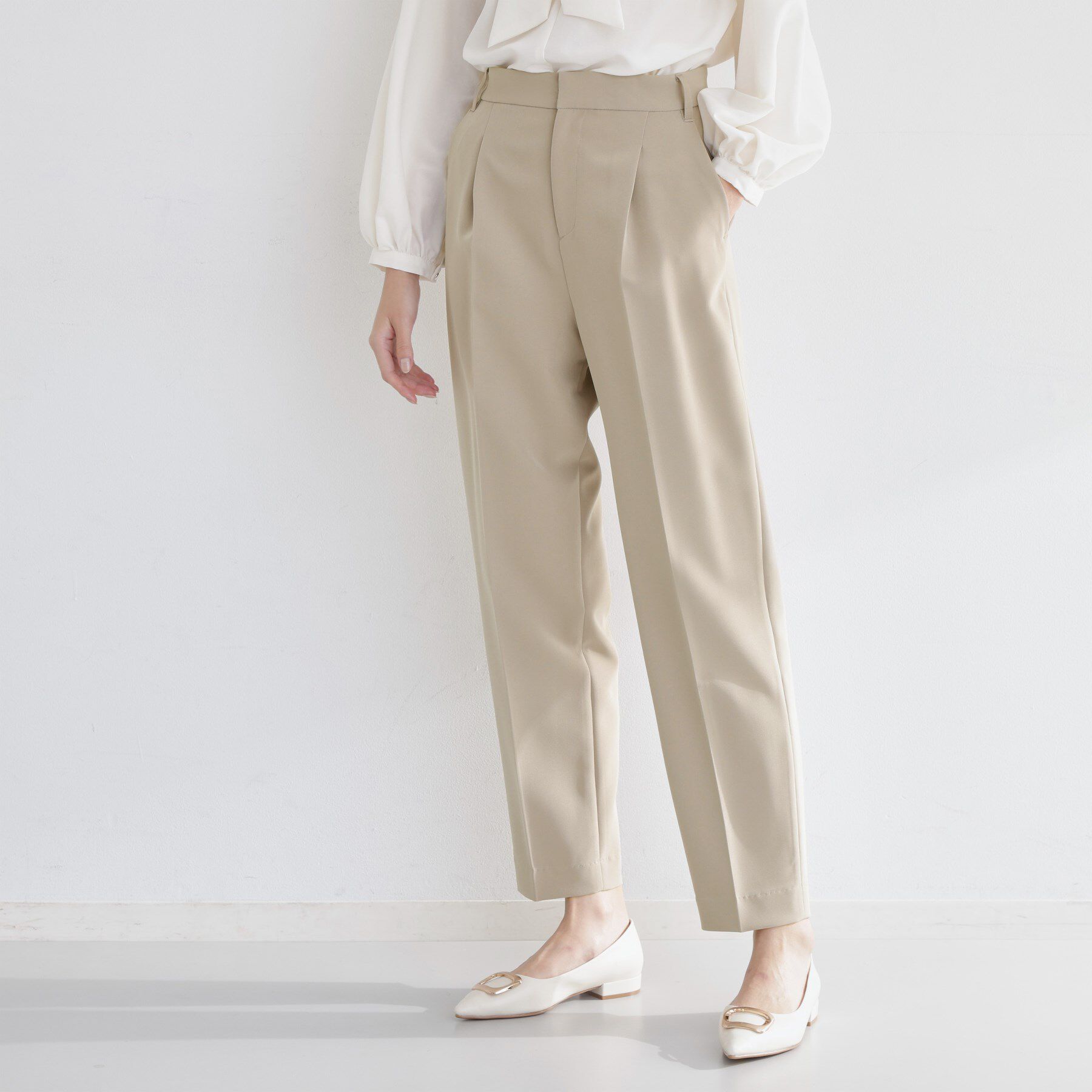 THE SHOP TK「【通勤スタイルに】美脚シルエット ダブルクロステーパードパンツ/セットアップ可」|その他|