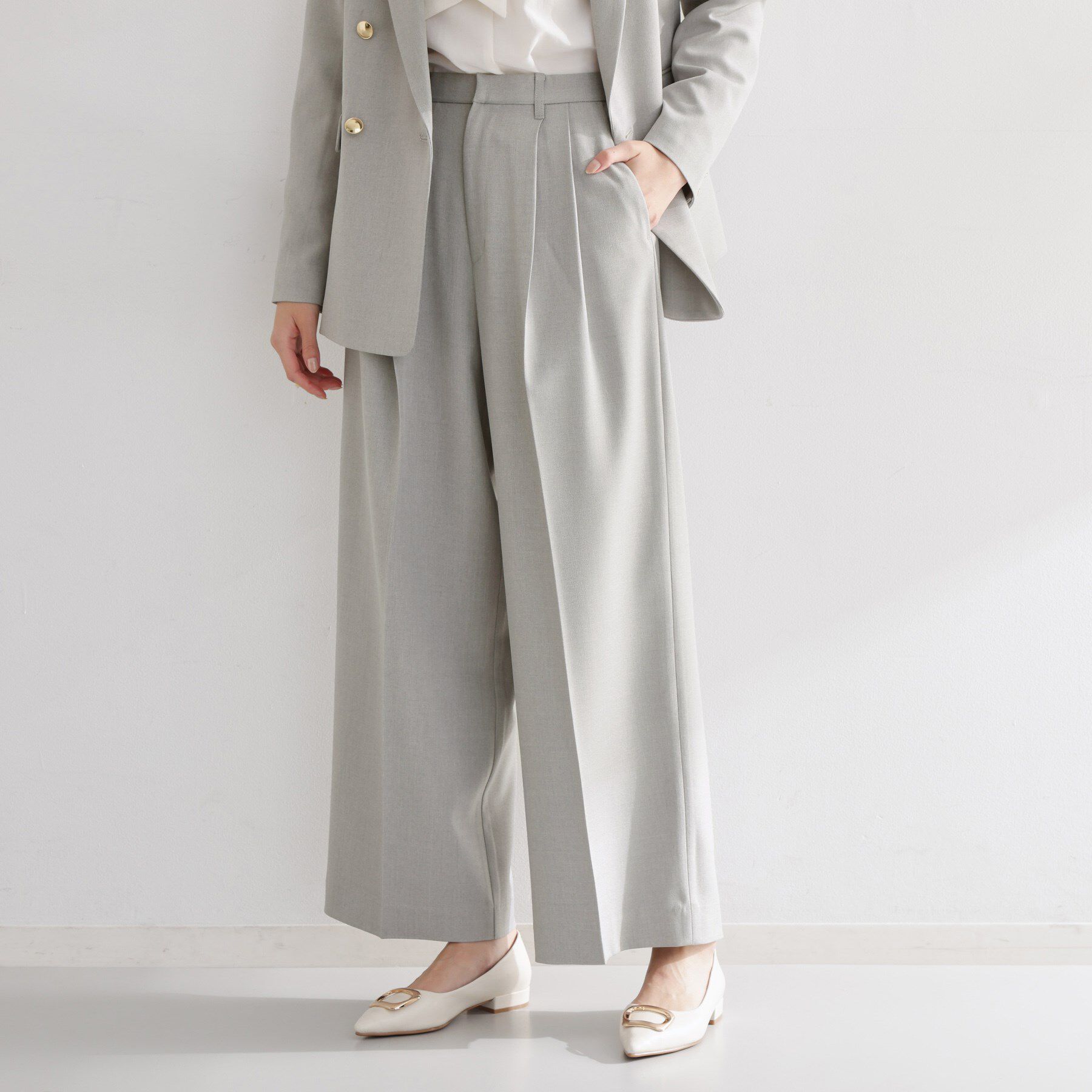 THE SHOP TK「【通勤にもデイリーにも】CAVIAN 2タックワイドパンツ/セットアップ可」|その他|