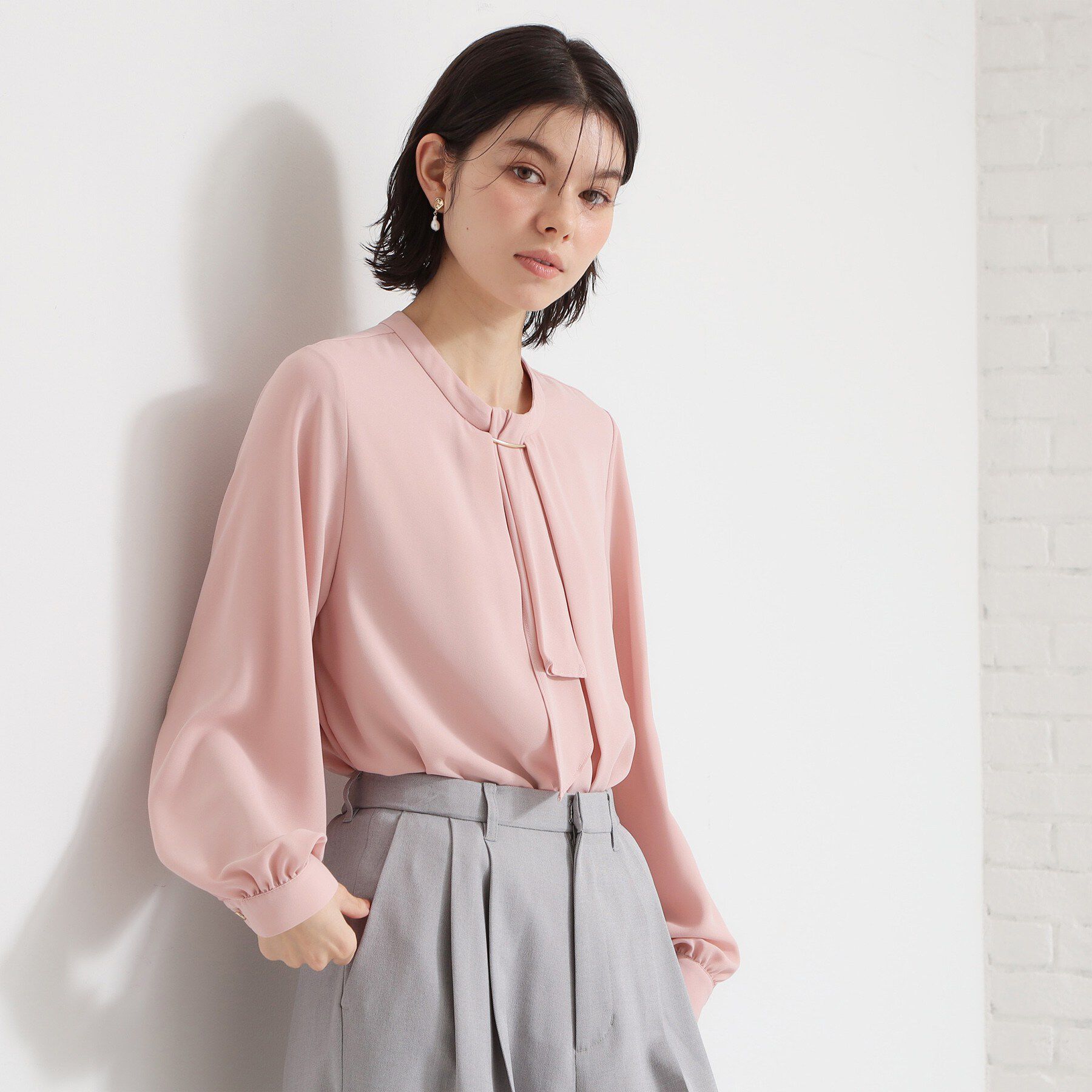 THE SHOP TK「バー付きラッフルタイブラウス」|シャツ・ブラウス|