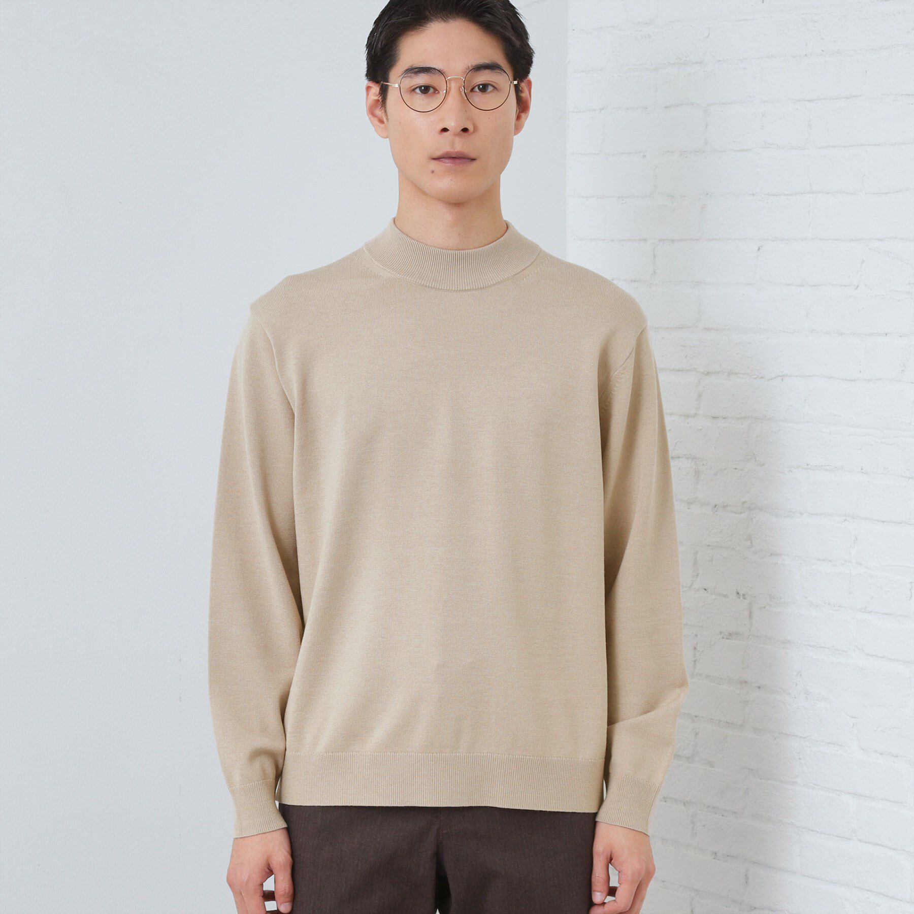 THE SHOP TK「【冬のビジネスシーンに最適】シルキーモックネックニット　洗濯機OK」|ニット・セーター|