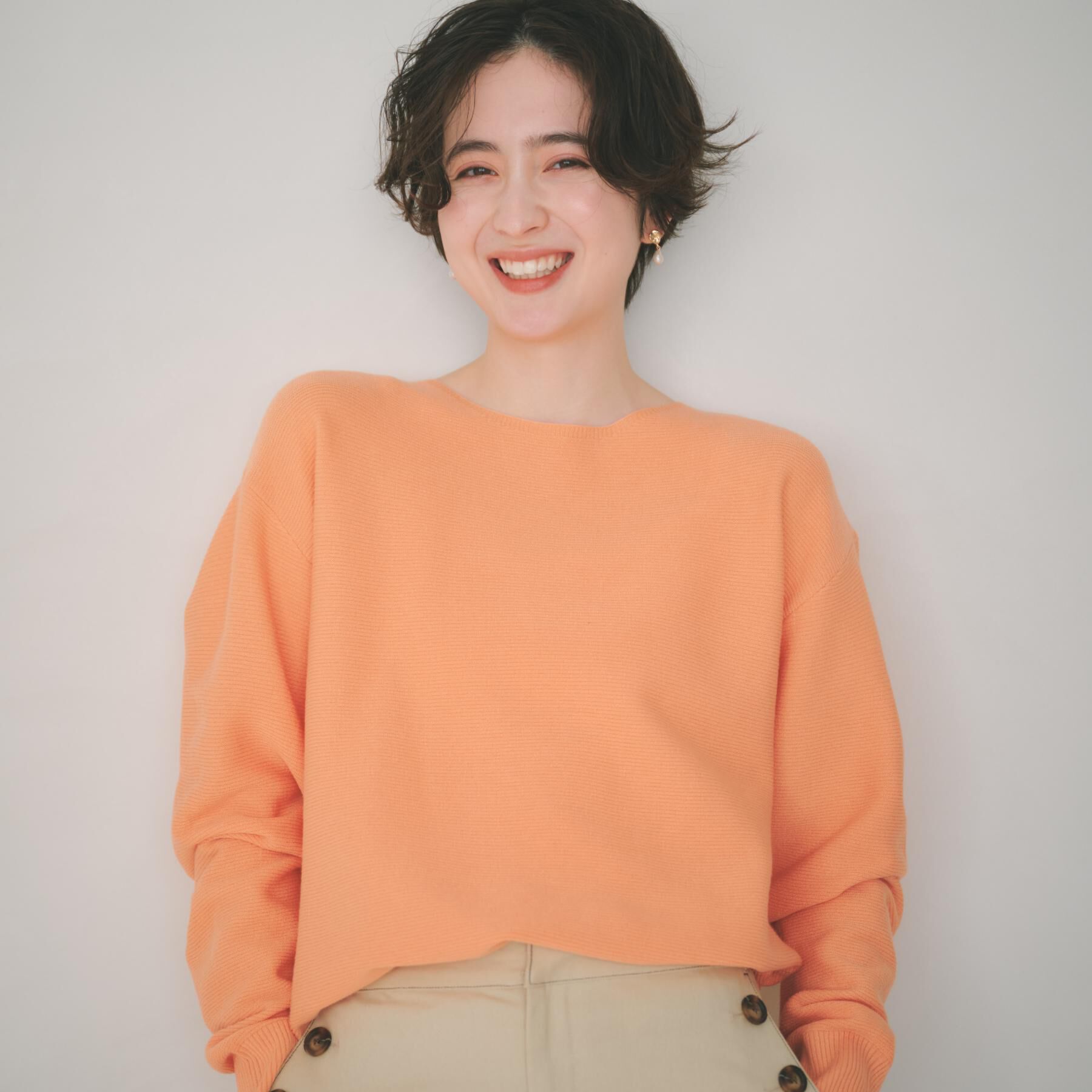 THE SHOP TK「【S-XLサイズ/選べる6色】どこから見ても美しい ガーターニット/洗濯機OK」|ニット・セーター|オレンジ(065)