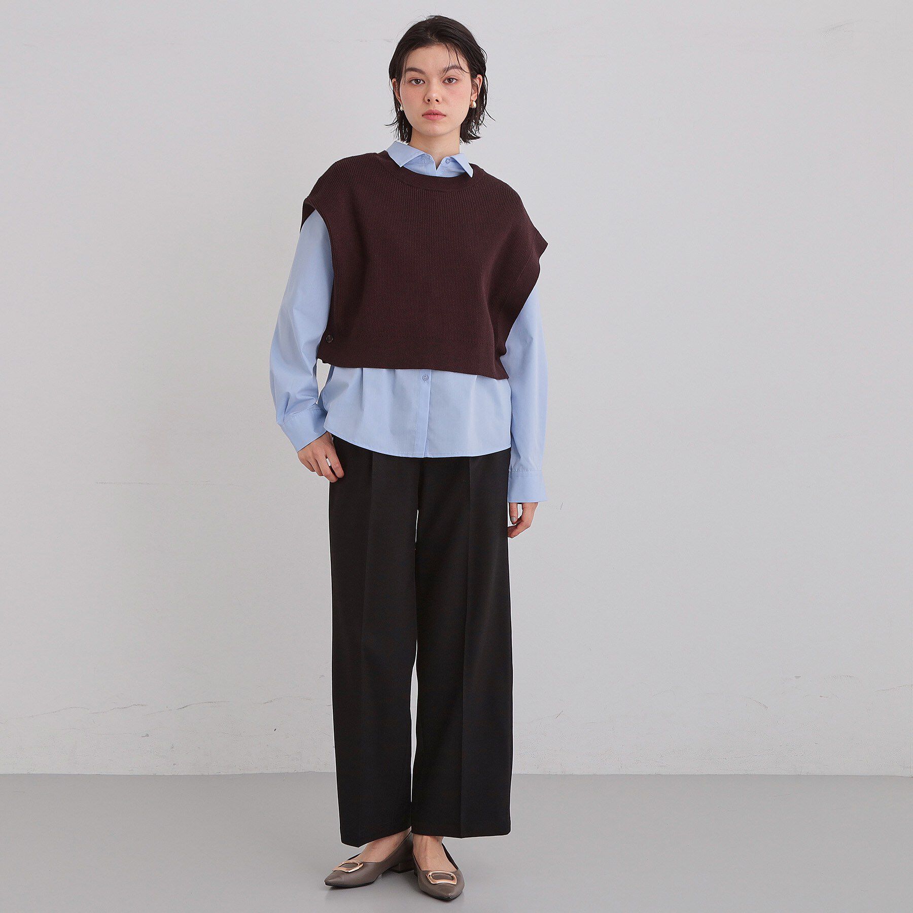 THE SHOP TK「【2点セット】レイヤードスタイルでこなれ見え ニットベスト＆シャツ」|その他|