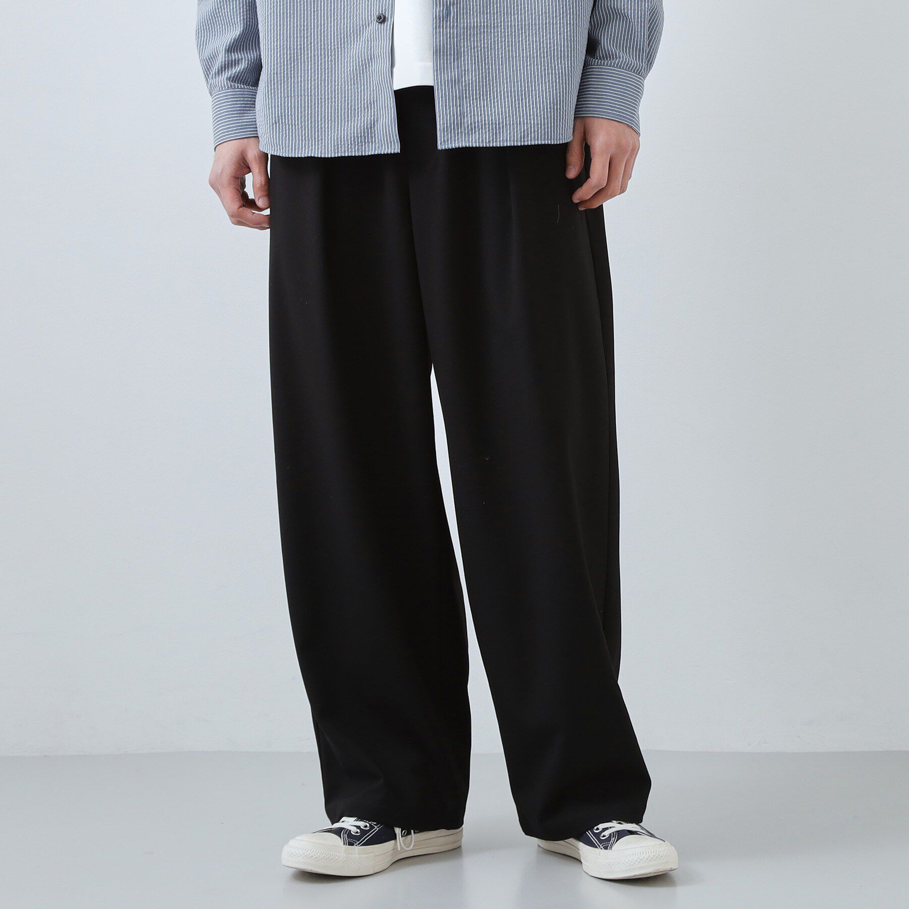 THE SHOP TK「【半歩先のオシャレ】バレルレッグ パンツ 洗濯機OK」|その他|ブラック(019)