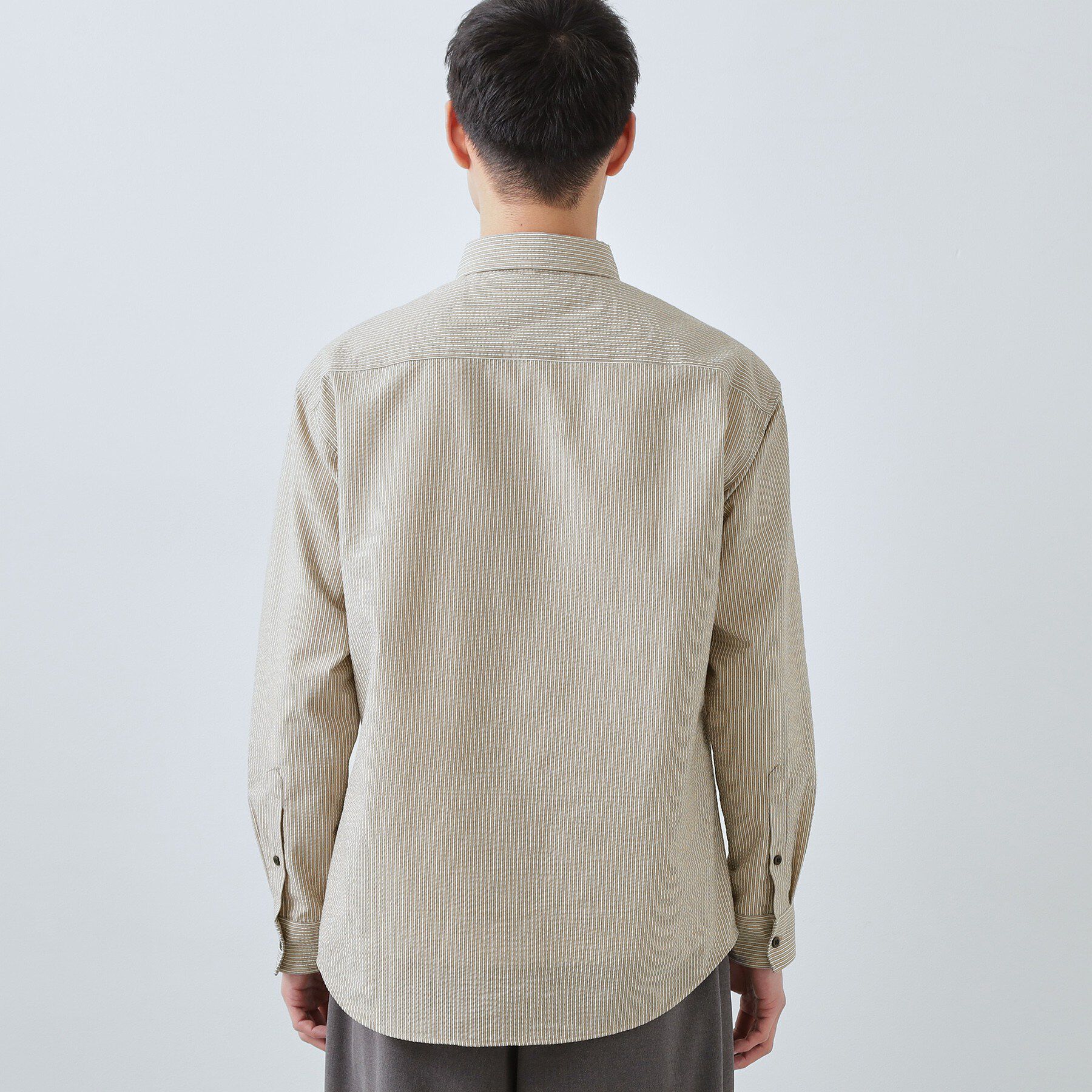 THE SHOP TK「【爽やかで好印象】サッカーストライプシャツ 洗濯機OK」|シャツ・ブラウス|