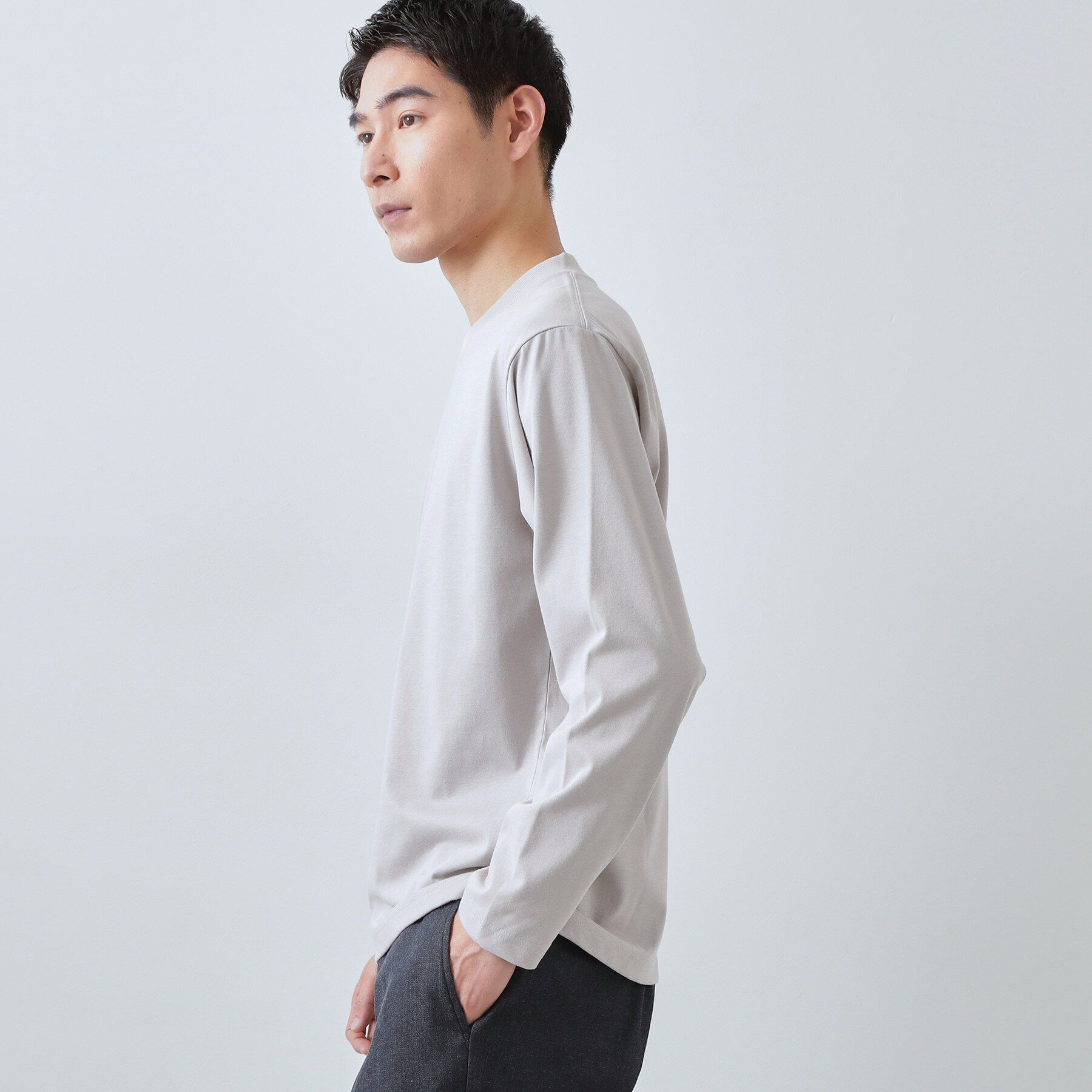 THE SHOP TK「【ジャケットインにもおすすめ】きれいめ長袖Tシャツ 洗濯機OK」|Tシャツ・カットソー|