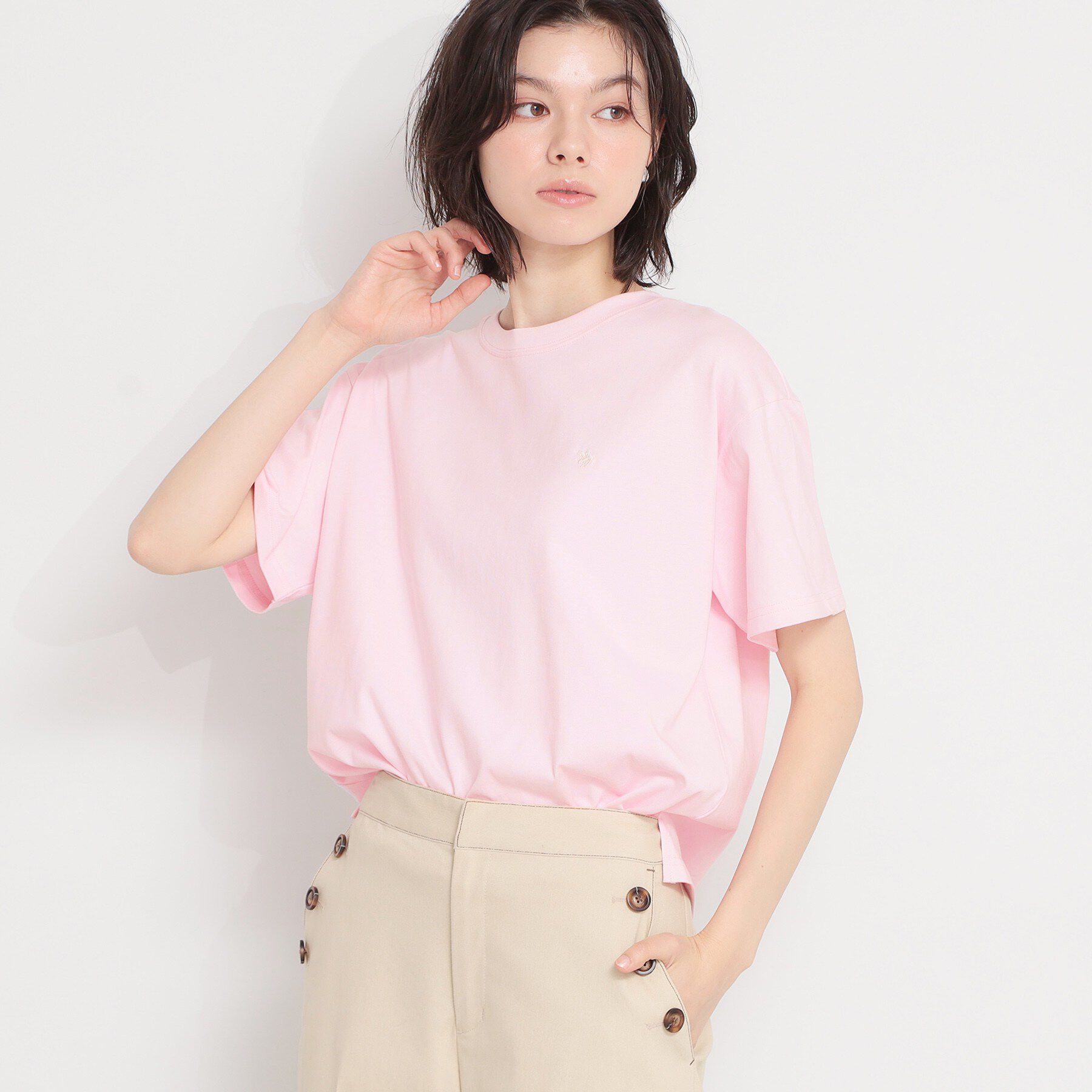 THE SHOP TK「【POLO BCS 別注】ワンポイント刺繍T」|Tシャツ・カットソー|ライトピンク(070