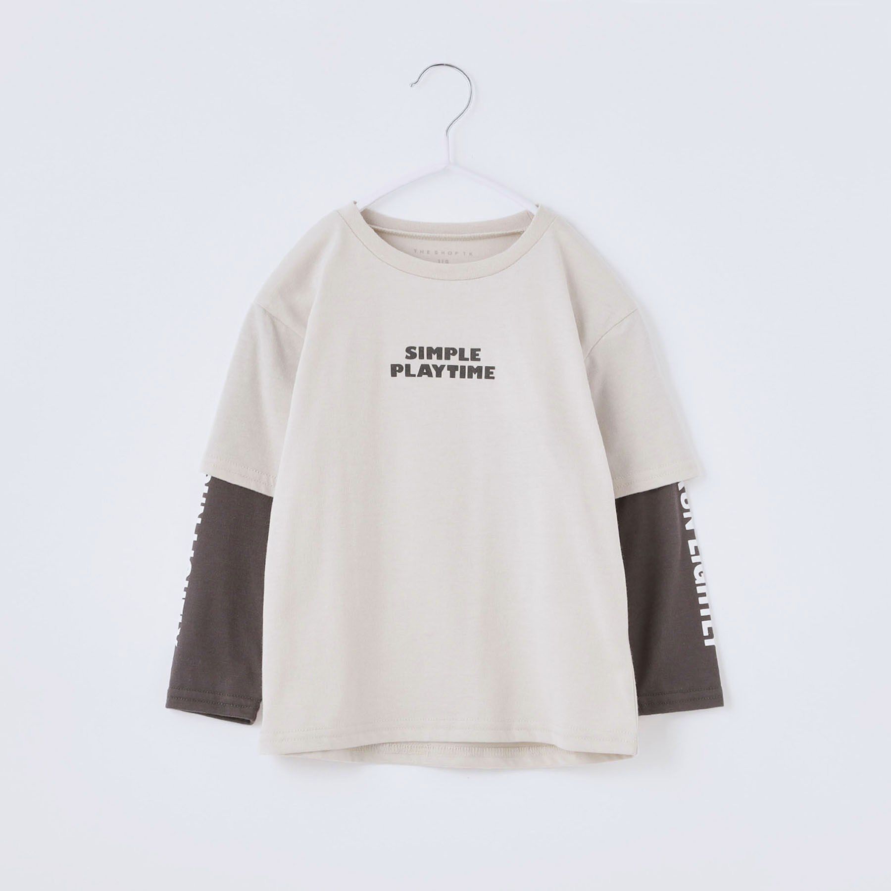 THE SHOP TK「【110-160】袖レイヤード長袖迷彩アップリケ」|Tシャツ・カットソー|ライトベージュ(05