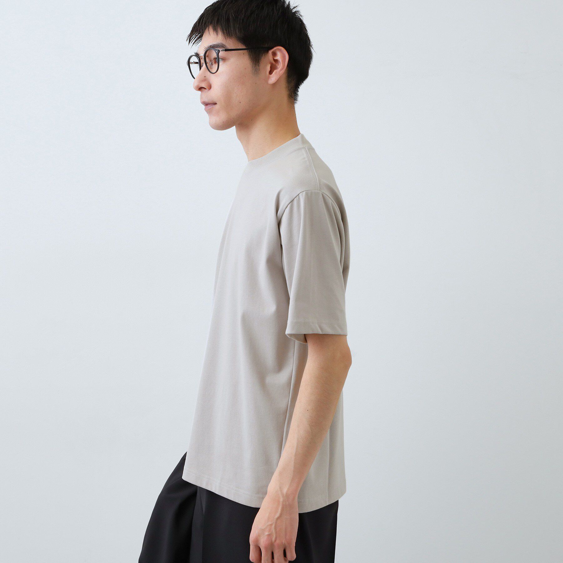 THE SHOP TK「【ジャケットインにおすすめ】ビジネス半袖Tシャツ 洗濯機OK/襟高」|Tシャツ・カットソー|