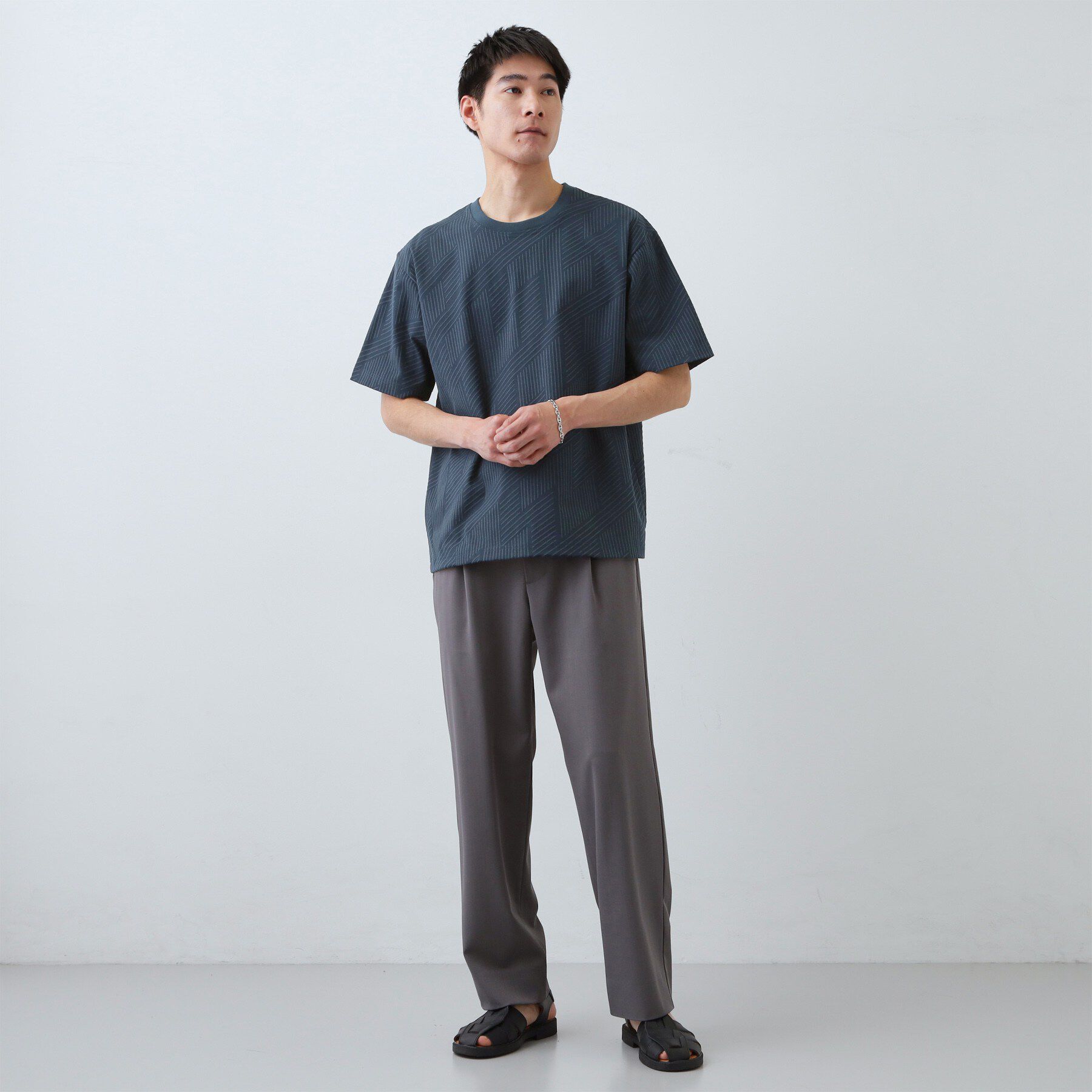 THE SHOP TK「【無地だと少し物足りないという方へ】ジオメトリック柄 半袖Tシャツ 洗濯機OK」|Tシャツ・カットソー|