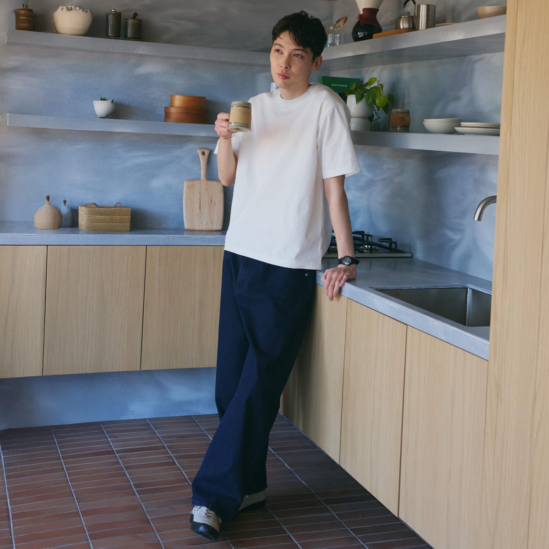 THE SHOP TK「【無地だと少し物足りないという方へ】ジオメトリック柄 半袖Tシャツ 洗濯機OK」|Tシャツ・カットソー|