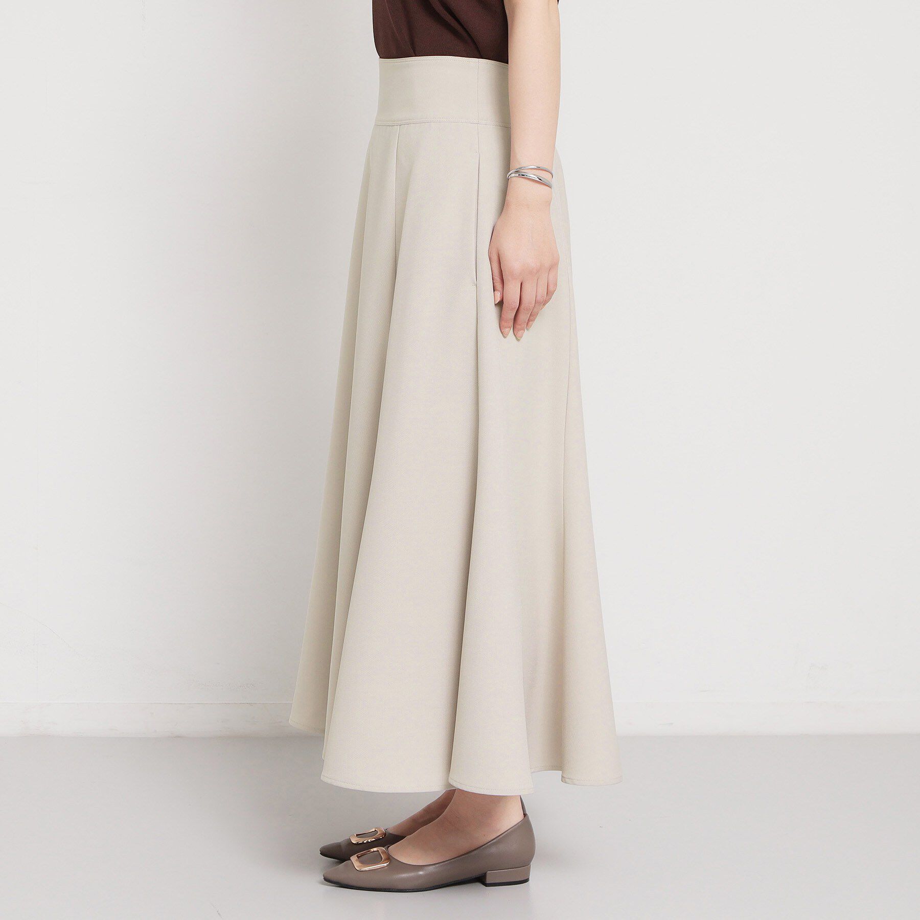 THE SHOP TK「麻調ミモレ丈フレアスカート」|スカート|