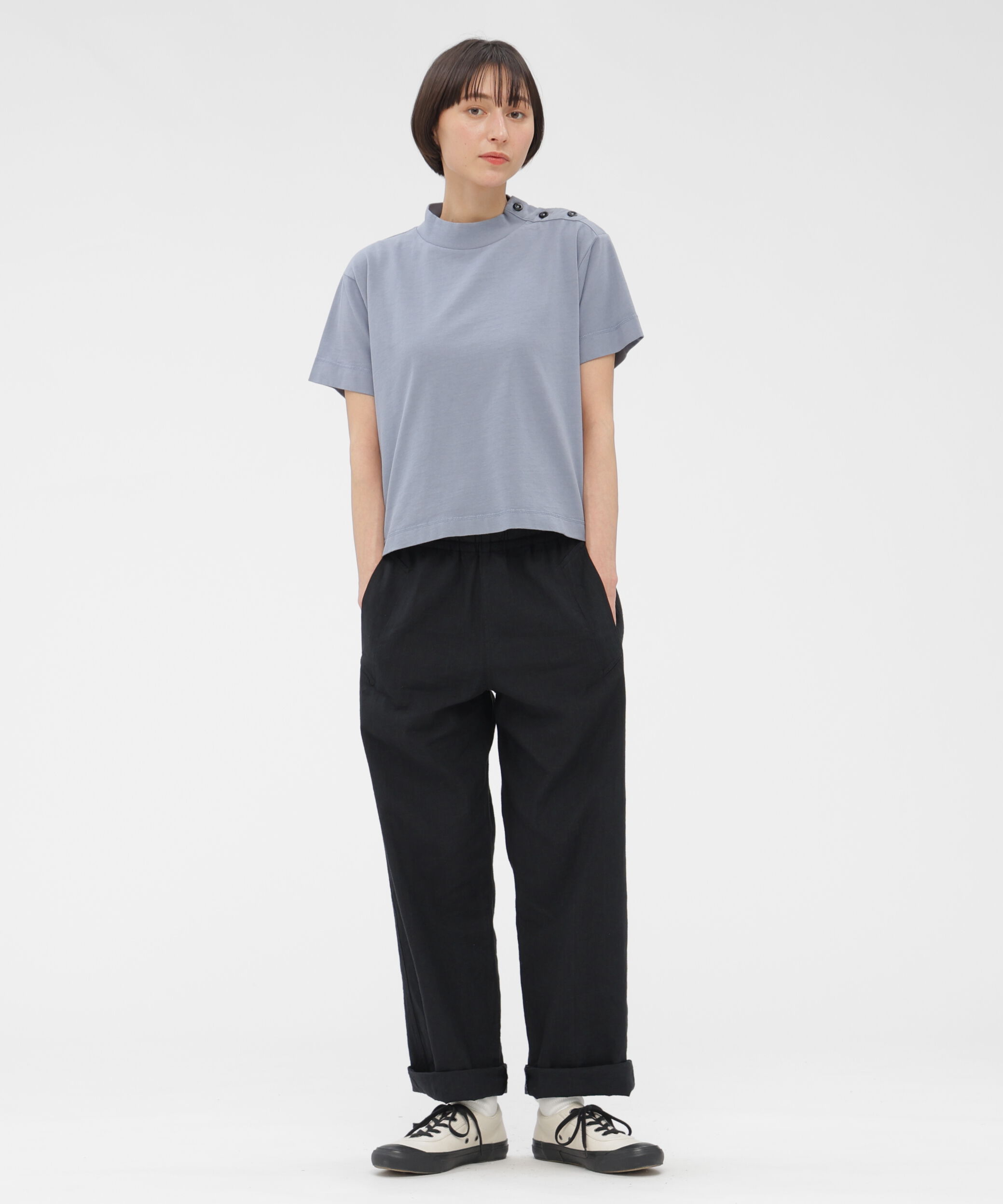MHL.「GARMENT DYED TOUGH COTTON LINEN JERSEY TOP」|Tシャツ・カットソー|