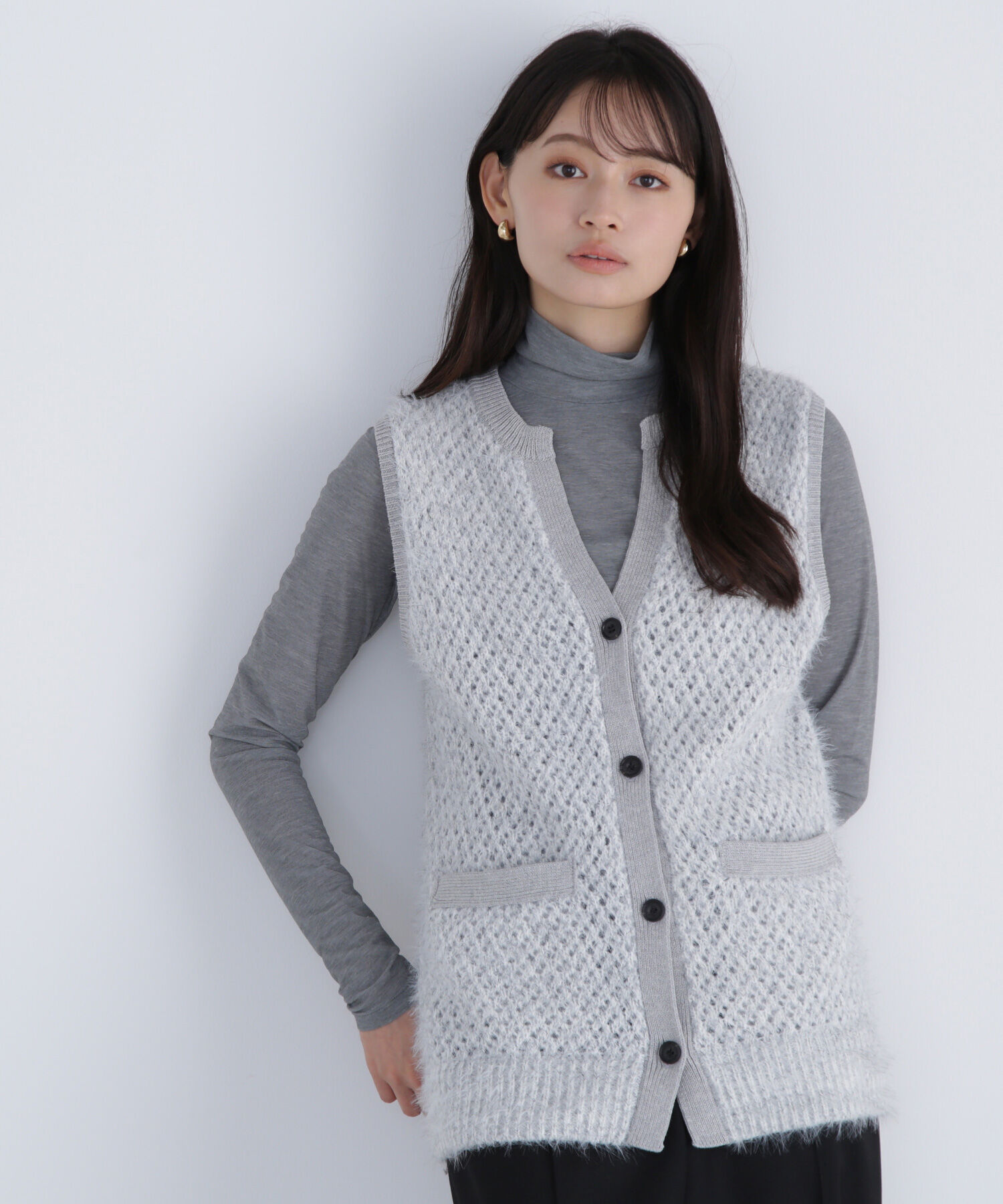  「フェザーヤーンボクシーベスト」|ニット・セーター|