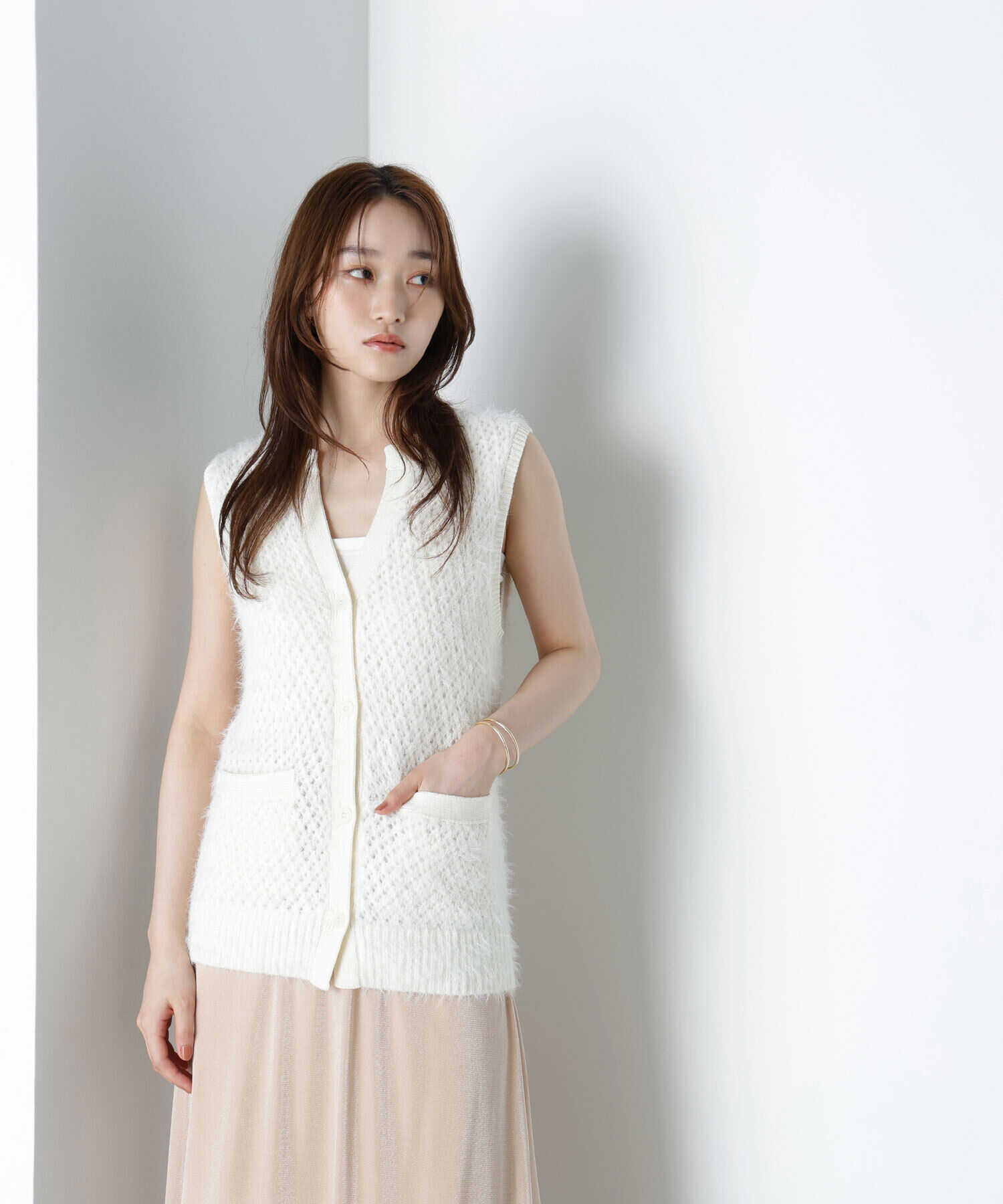  「フェザーヤーンボクシーベスト」|ニット・セーター|