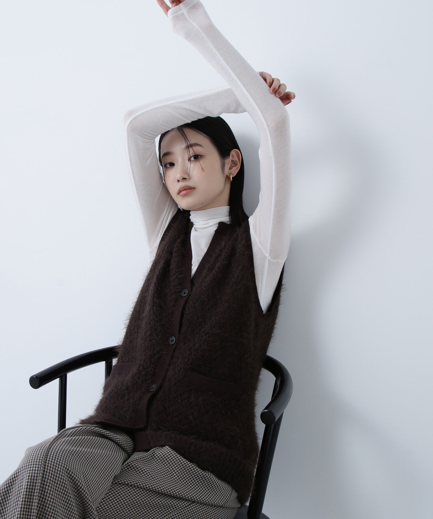  「フェザーヤーンボクシーベスト」|ニット・セーター|ブラウン