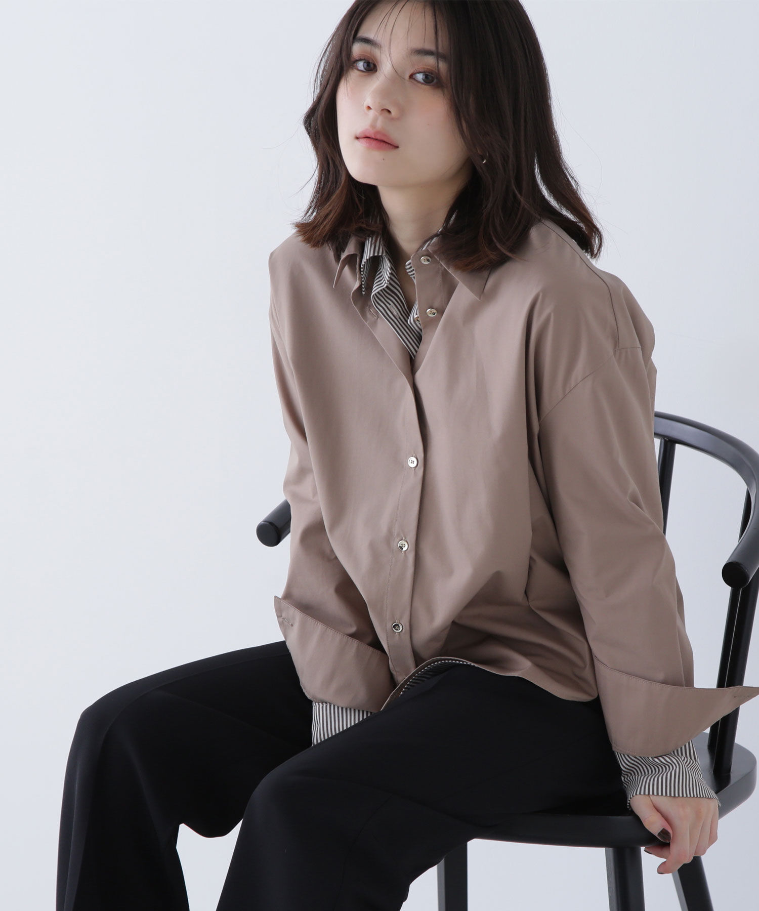  「ゴールドボタンフォルムシャツ」|シャツ・ブラウス|