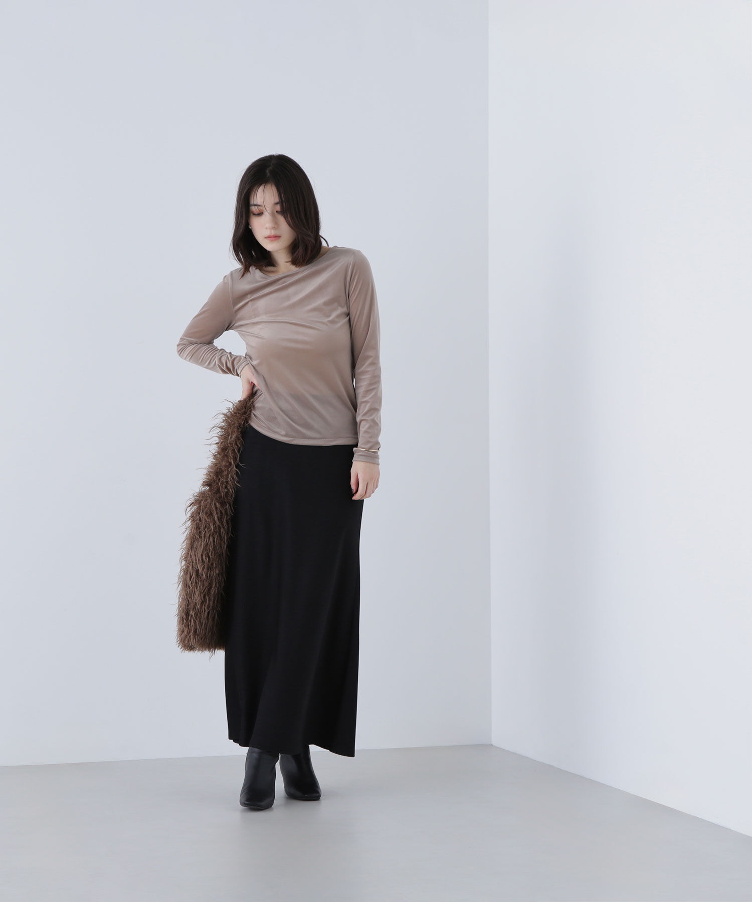  「ベロアボートネックカットソー」|Tシャツ・カットソー|