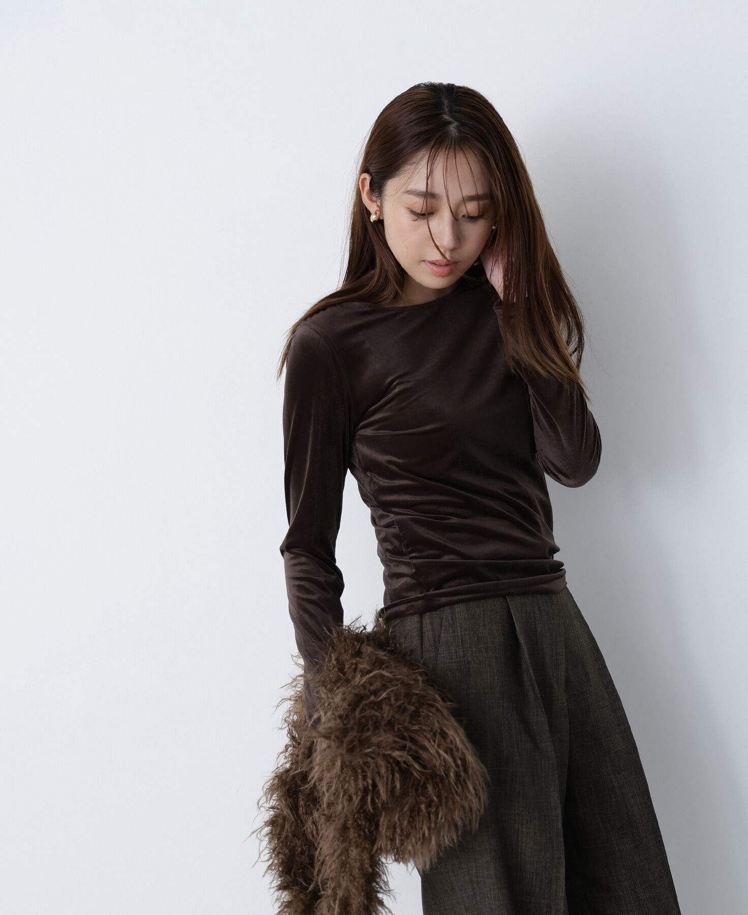  「ベロアボートネックカットソー」|Tシャツ・カットソー|