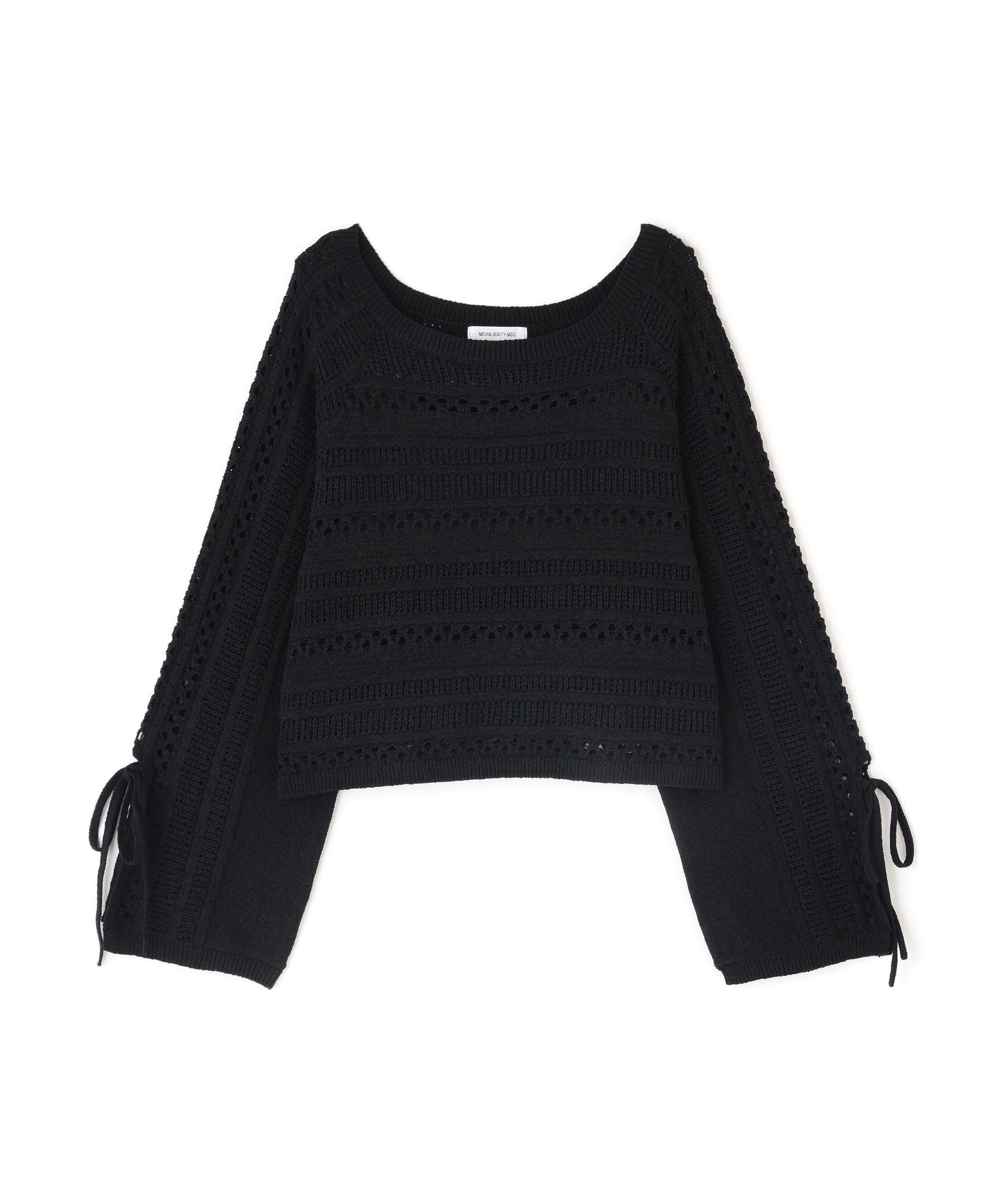  「透かし編みリボンスリーブニット」|ニット・セーター|