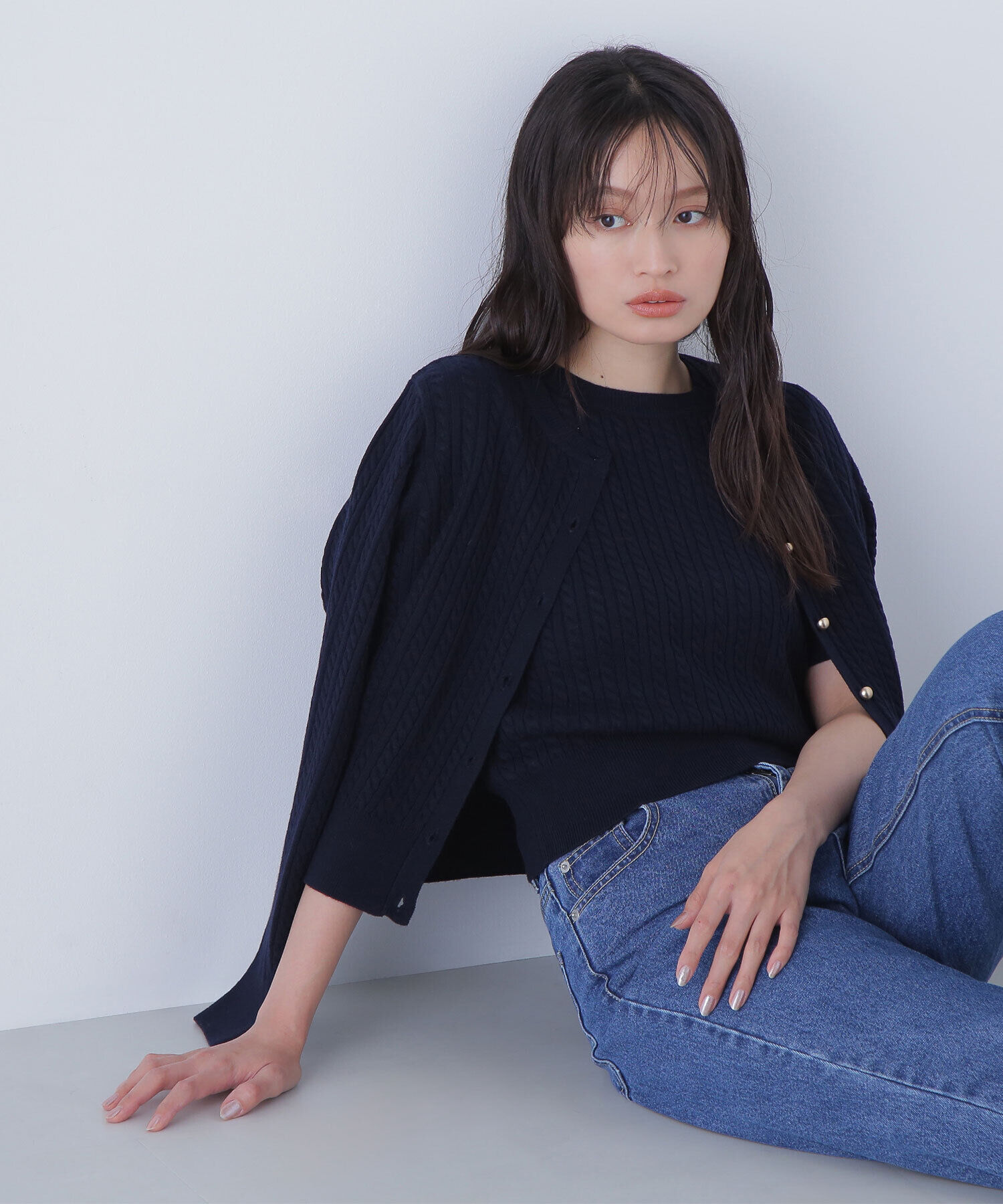  「3シーズン無敵アンサンブル」|ニット・セーター|ネイビー