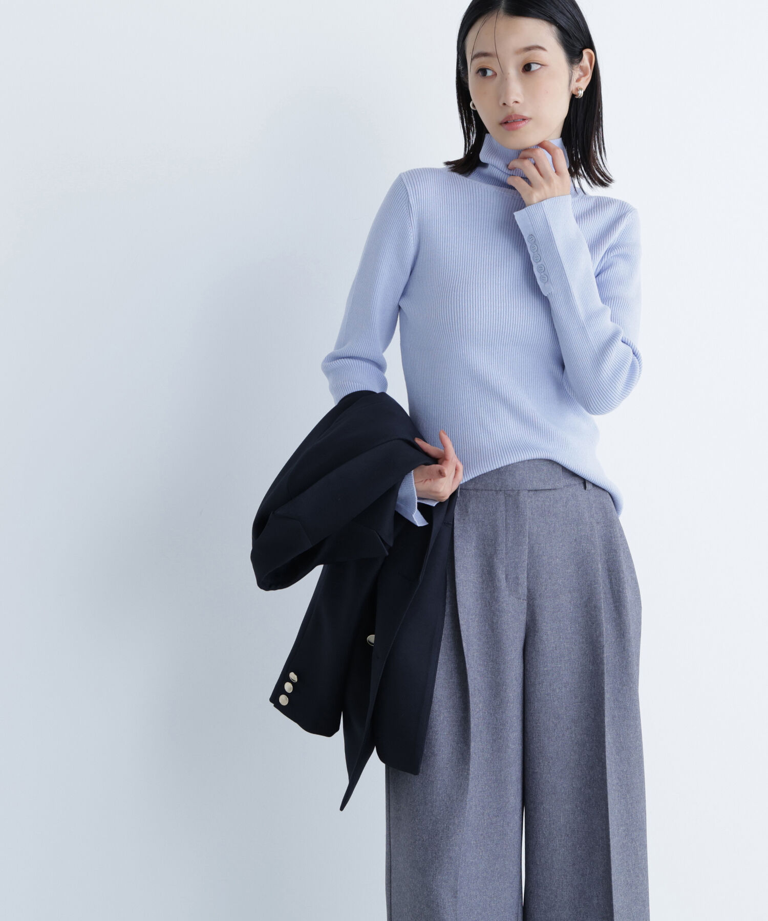  「ベーシックタートルネックニット」|ニット・セーター|ブルー