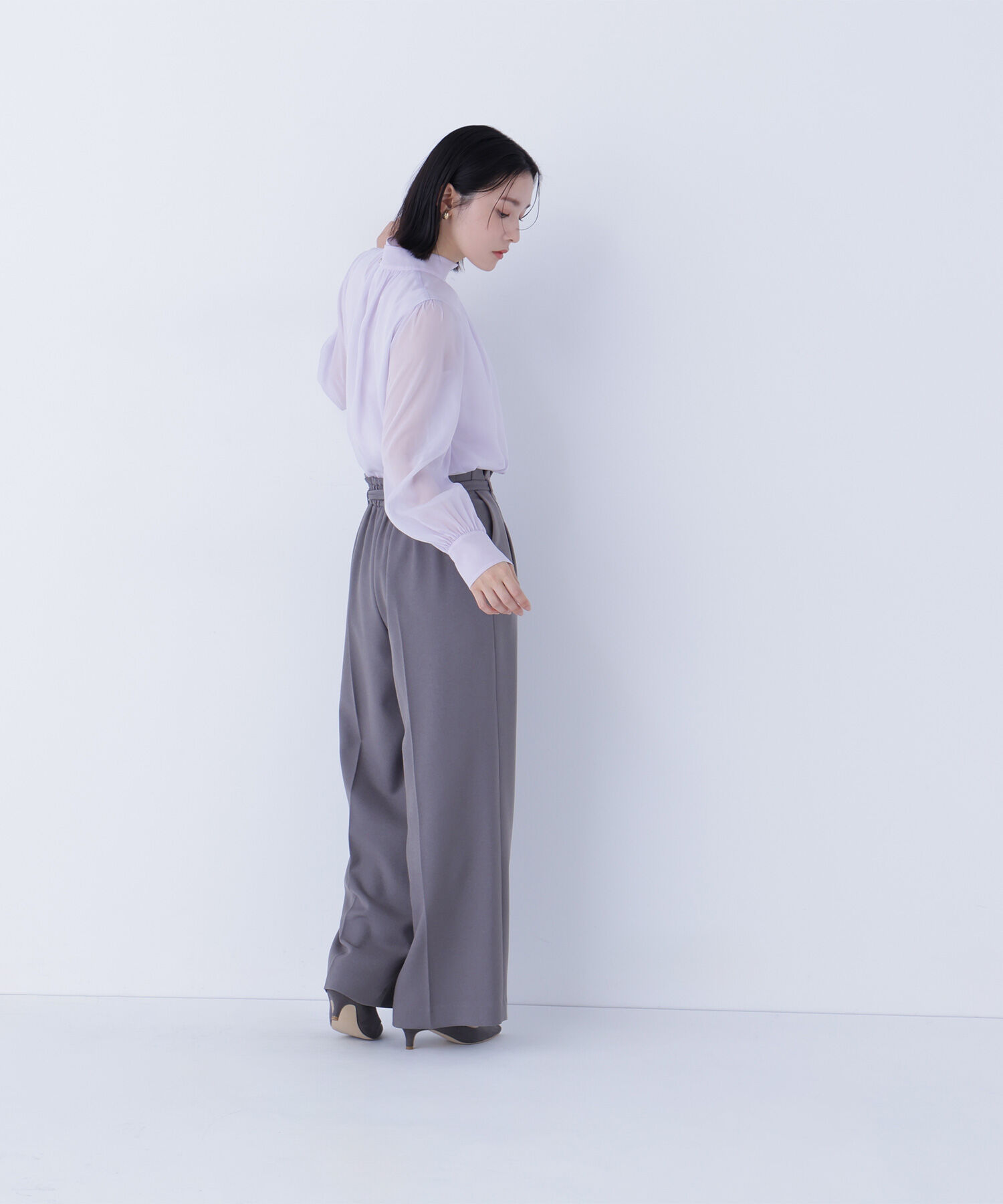  「ハイネックボリュームシアーブラウス」|シャツ・ブラウス|