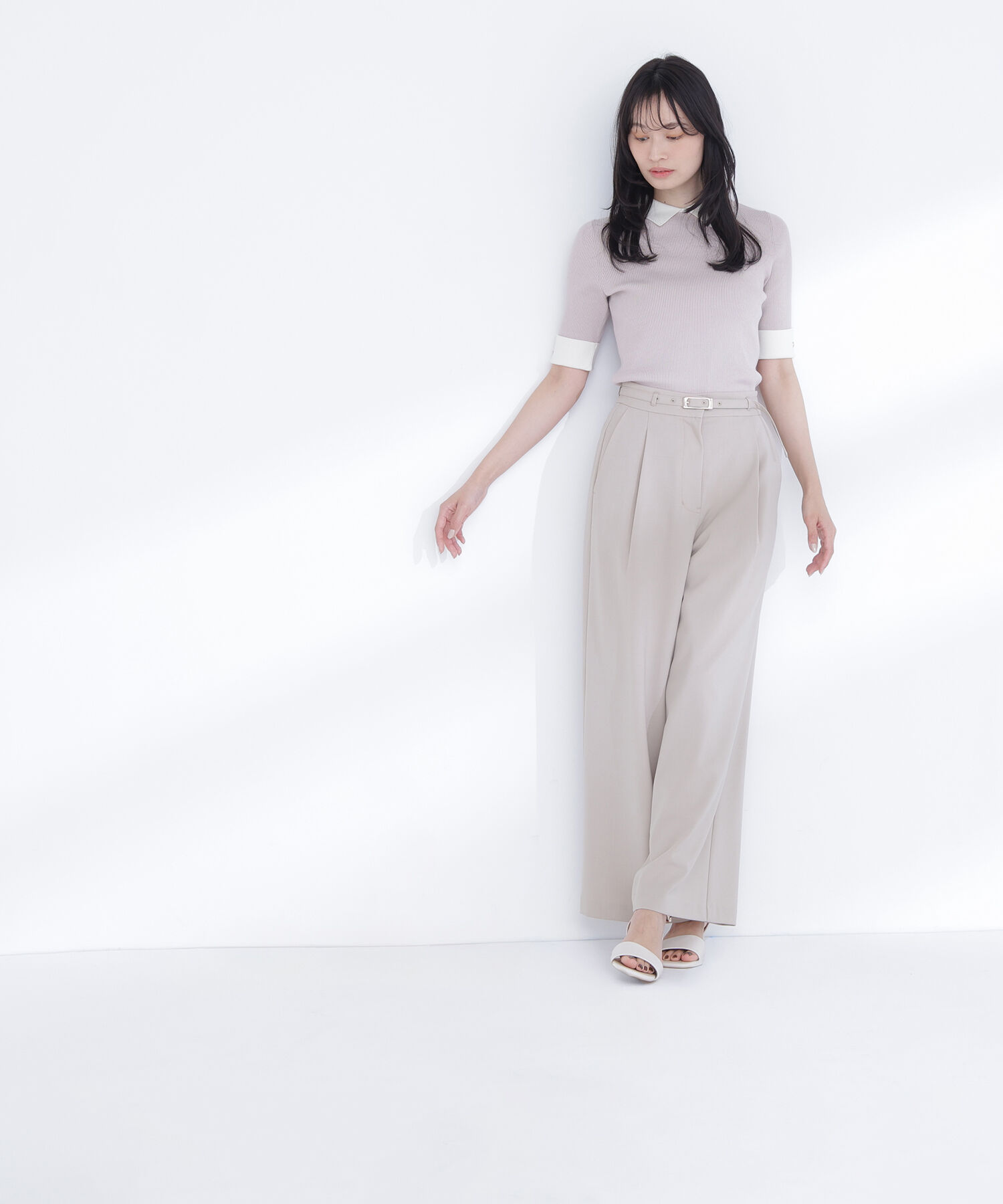  「ベルテッドタックワイドパンツ」|その他|