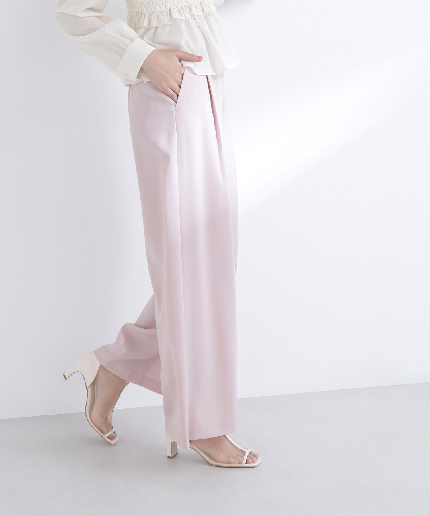  「ベルテッドタックワイドパンツ」|その他|