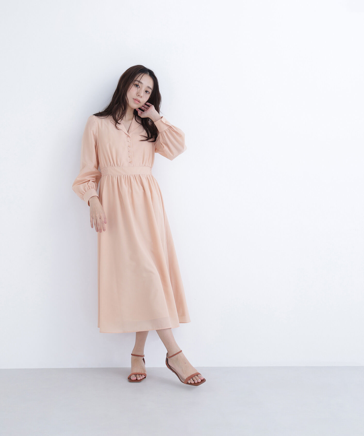  「フロントボタン開襟ワンピース」|ワンピース|