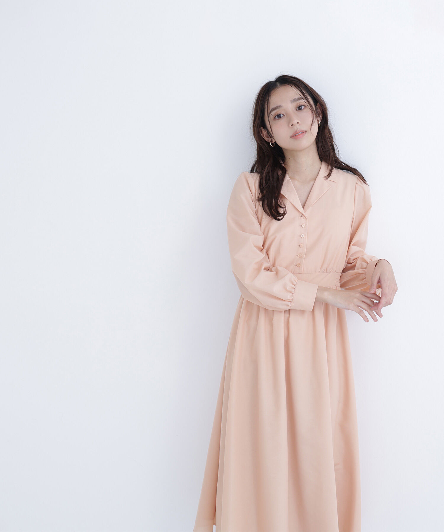 「フロントボタン開襟ワンピース」|ワンピース|