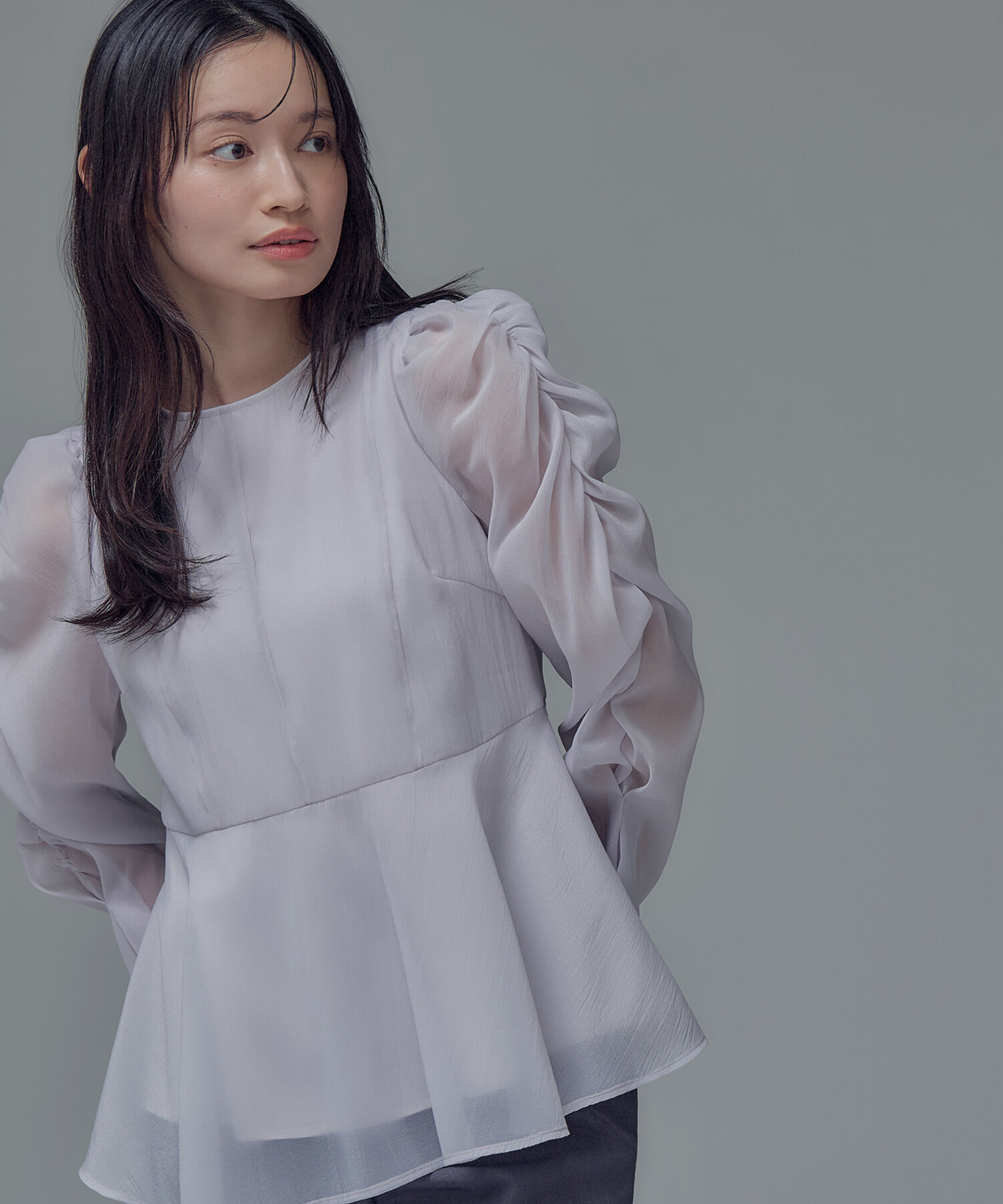  「シアーペプラムブラウス」|シャツ・ブラウス|パープル