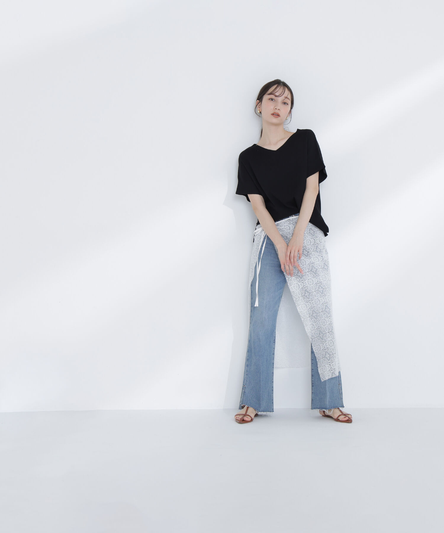  「サイドスリットストレートデニムパンツ」|その他|