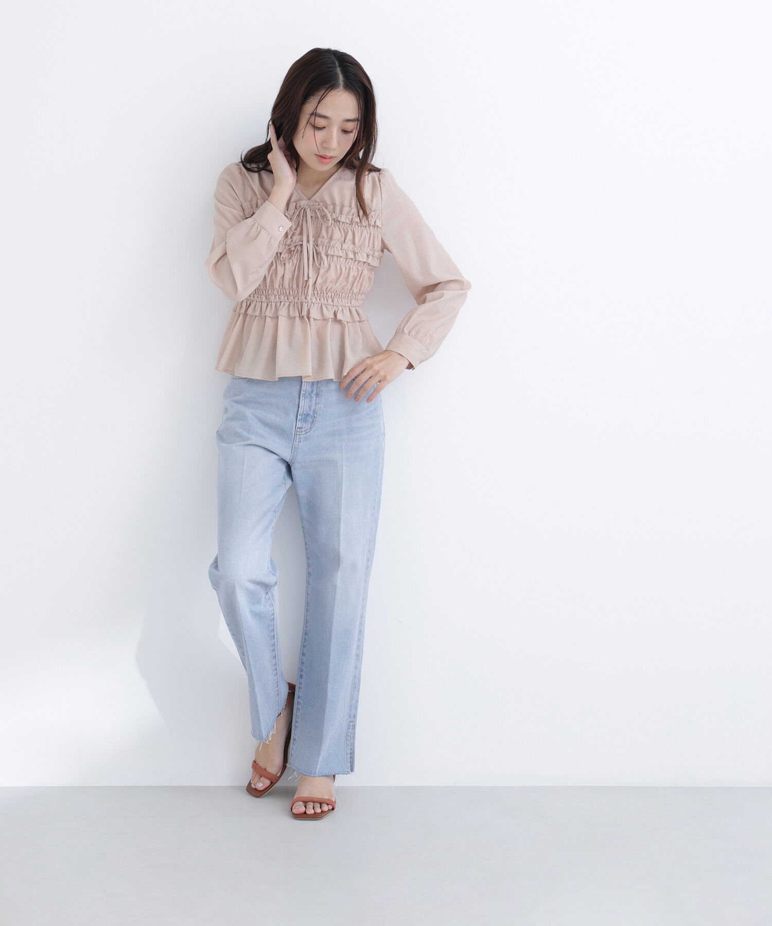  「サイドスリットストレートデニムパンツ」|その他|