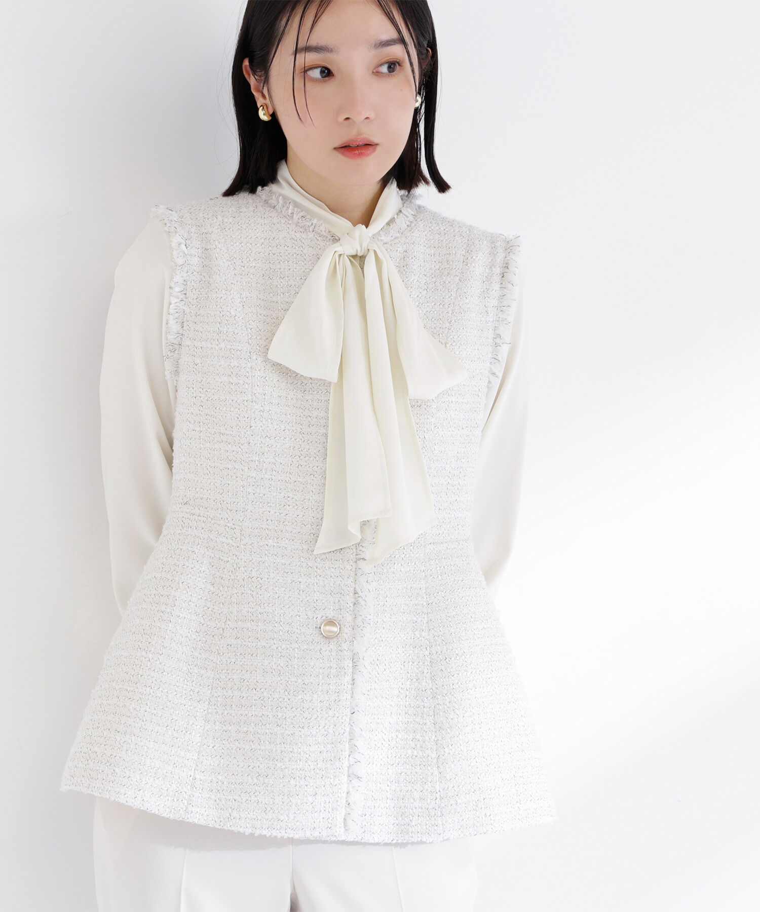  「ツイードシリーズ ペプラムジレ」|ブルゾン・スタジャン|