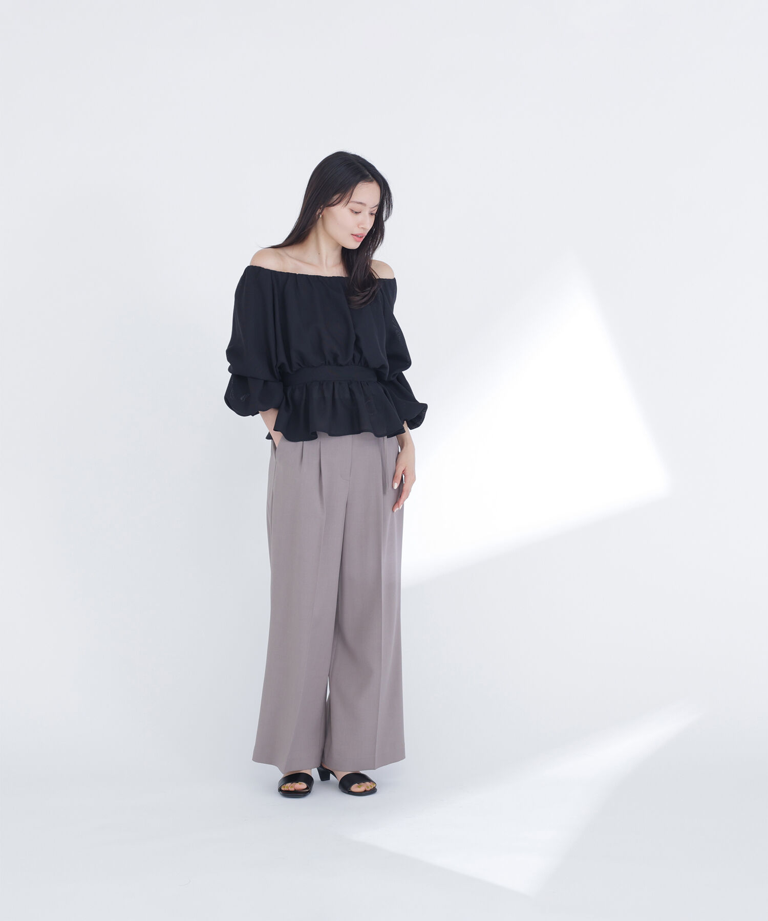  「メッシュギャザーペプラムブラウス」|シャツ・ブラウス|