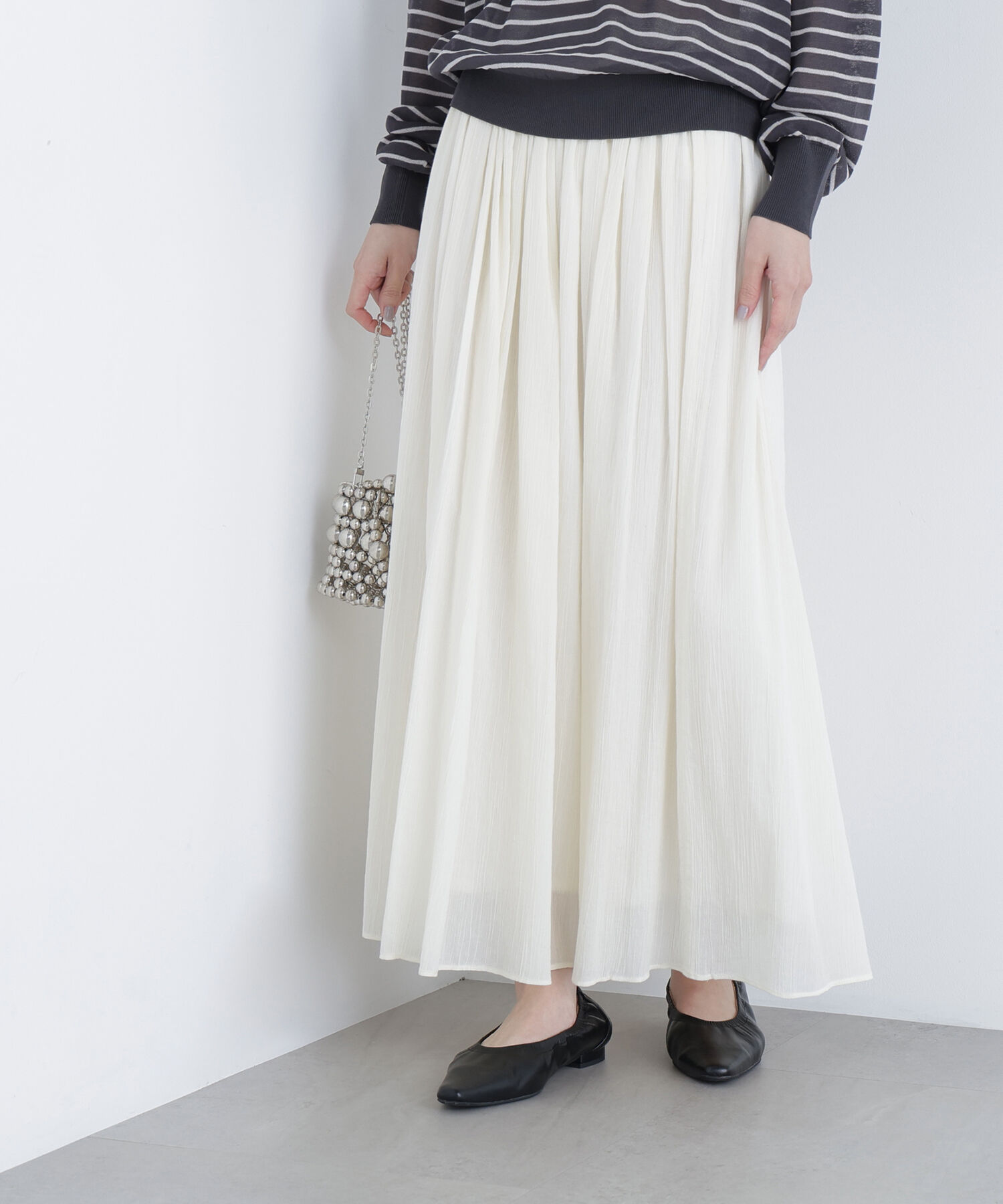  「〈N.〉楊柳フレアスカート」|スカート|オフホワイト1