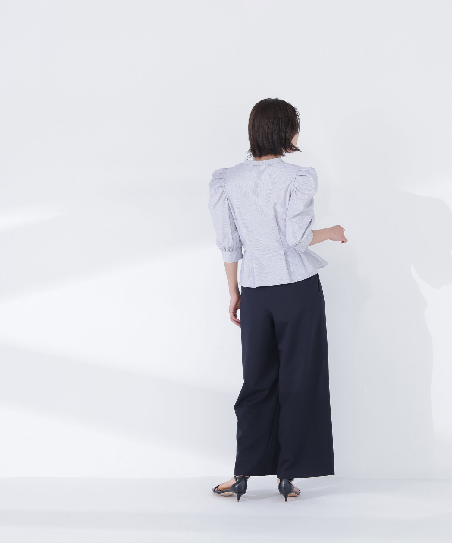  「ストライプペプラムブラウス」|シャツ・ブラウス|