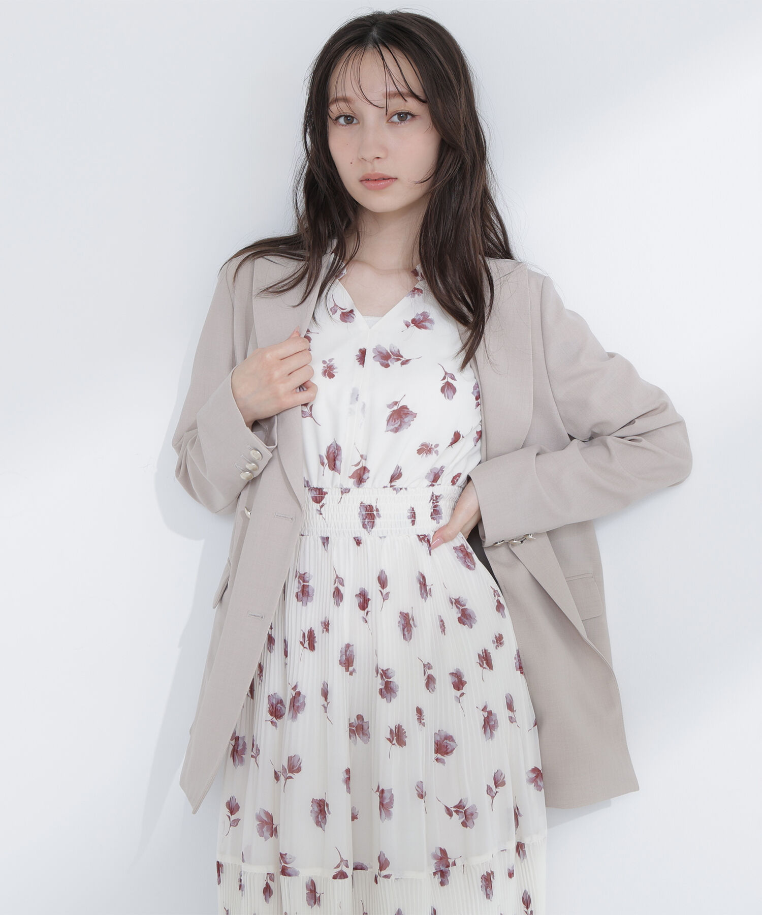  「ぼかしフラワープリントワンピース」|ワンピース|オフ系2