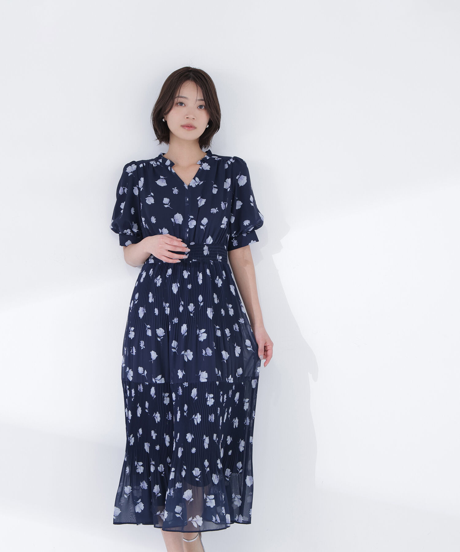  「ぼかしフラワープリントワンピース」|ワンピース|