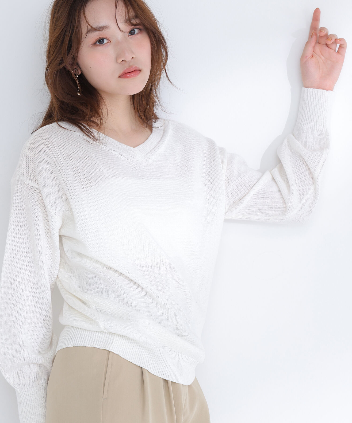  「ドライタッチ2wayネックニット」|ニット・セーター|オフホワイト1