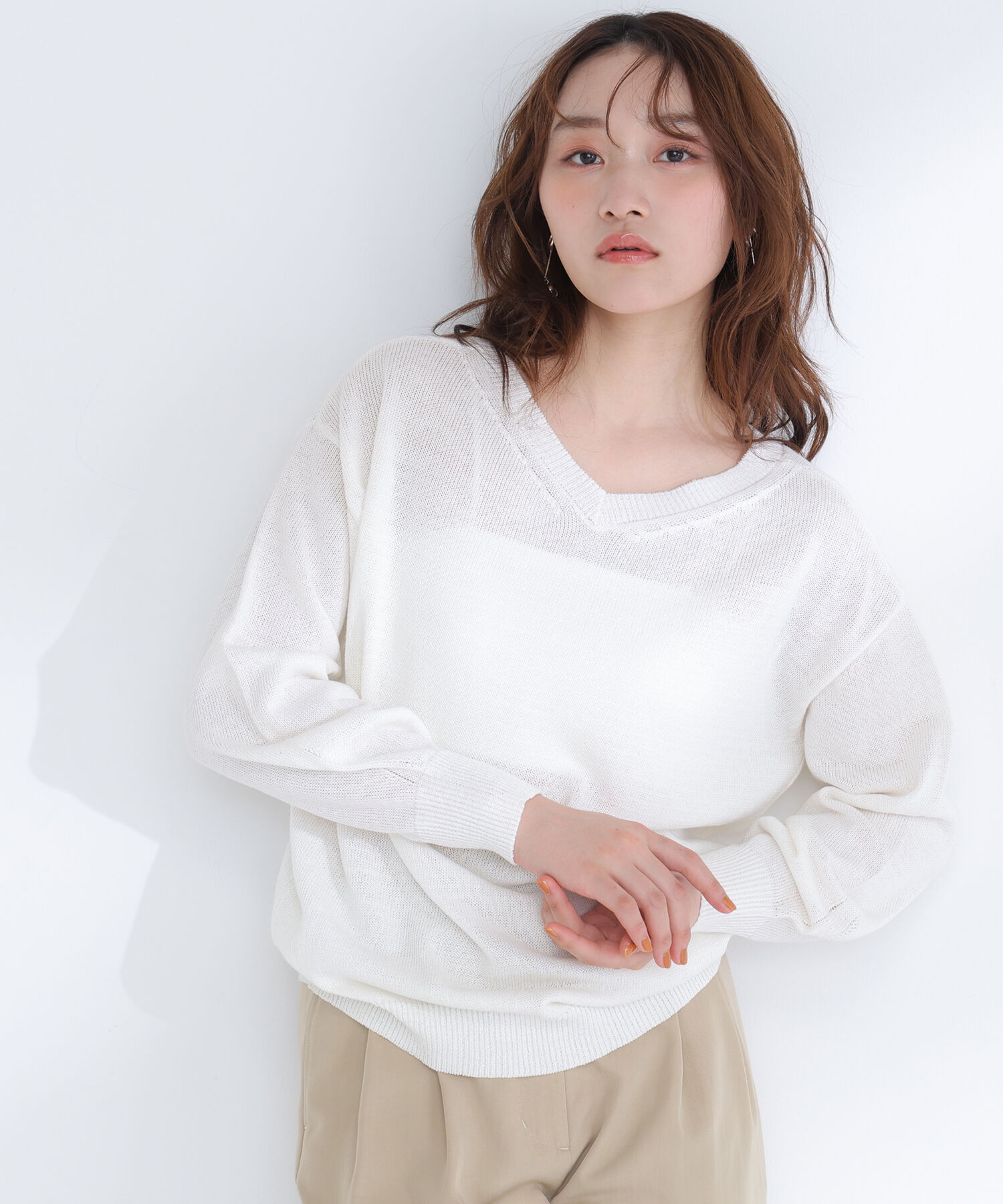  「ドライタッチ2wayネックニット」|ニット・セーター|