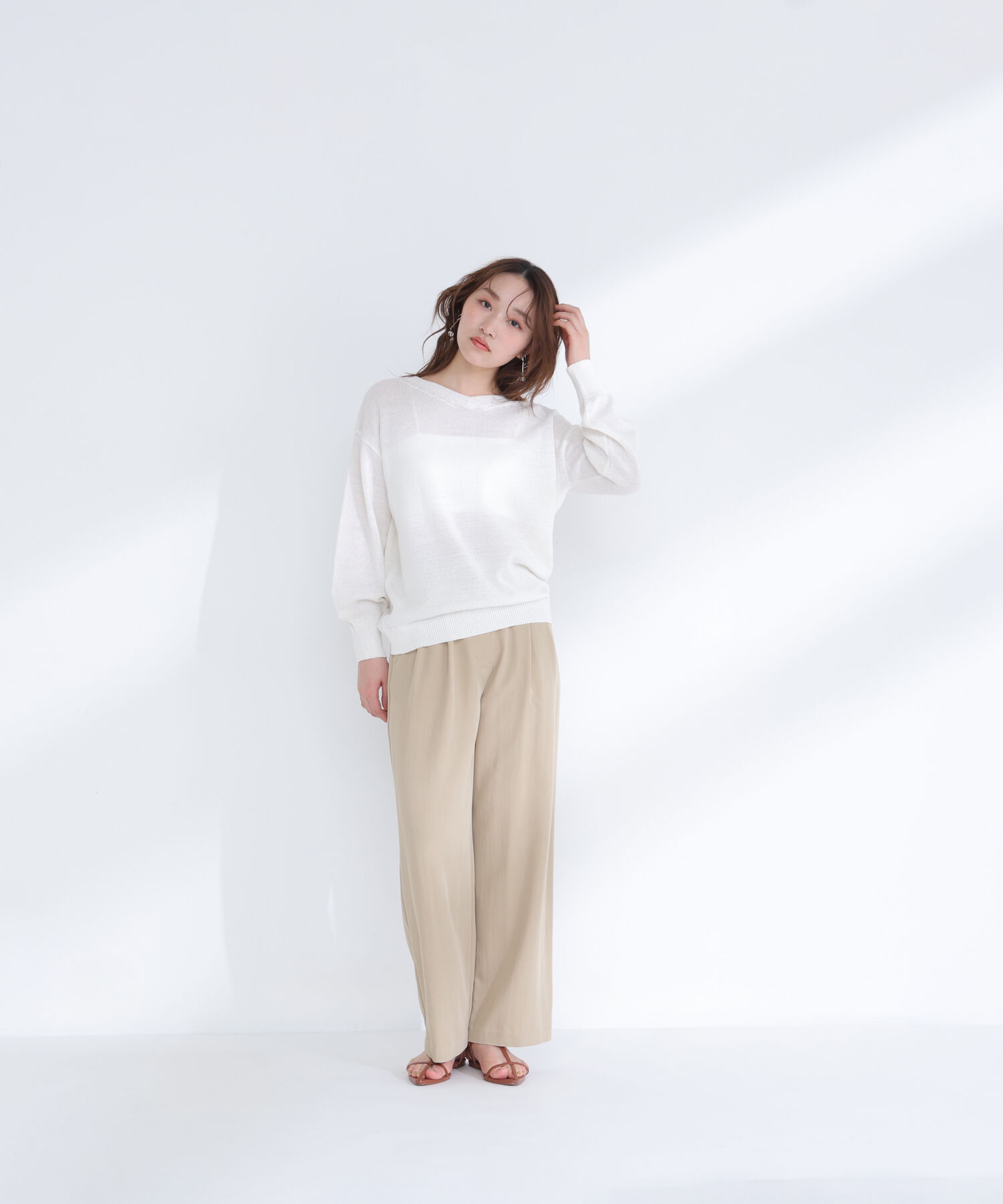  「ドライタッチ2wayネックニット」|ニット・セーター|