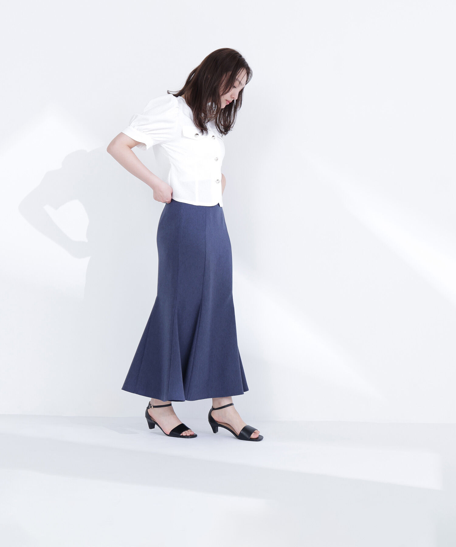  「ゴールドボタンジャガードブラウス」|シャツ・ブラウス|