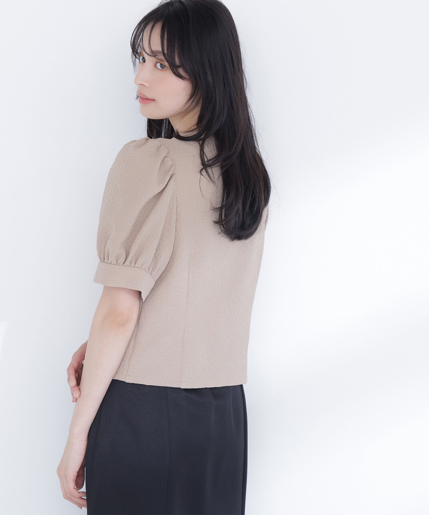  「ゴールドボタンジャガードブラウス」|シャツ・ブラウス|